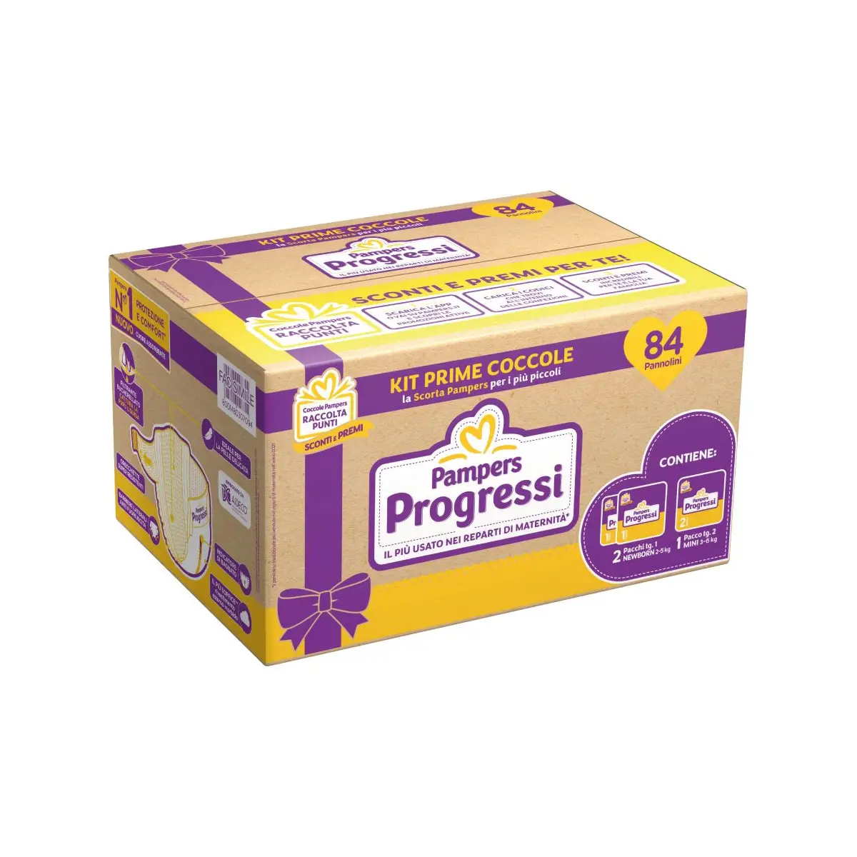 Pampers Progressi Kit Prime Coccole – 84 Pannolini Neonati - pannolini e salviettine