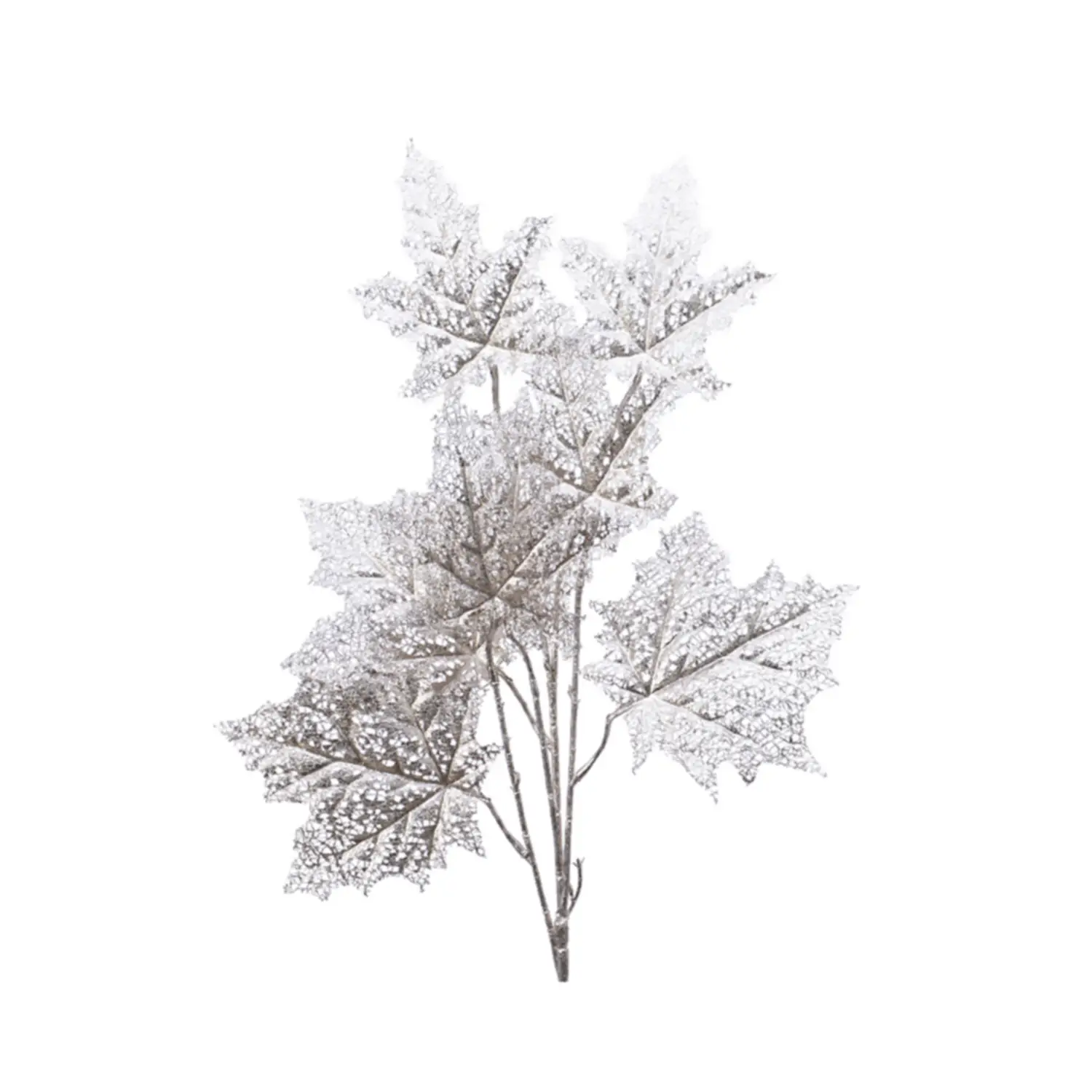 Foglia con Ramo Argento – 47x7x85 cm - fiori e ghirlande