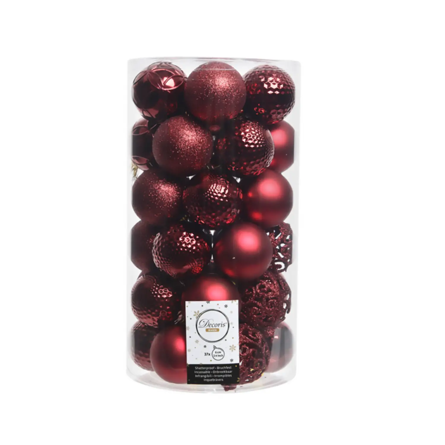 Box 37 Sfere di Natale - Diametro 6 cm - Oxblood - addobbi albero