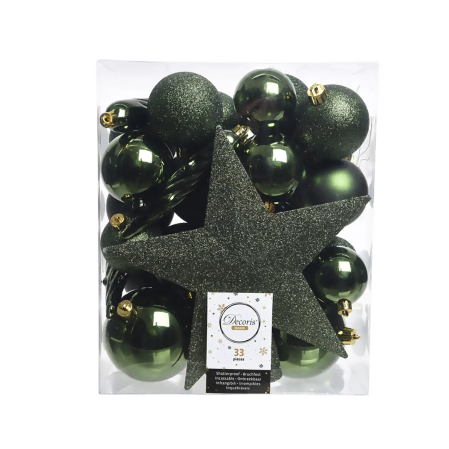 Box 33 Sfere di Natale - Diametro 8 cm - Pine Green - addobbi albero