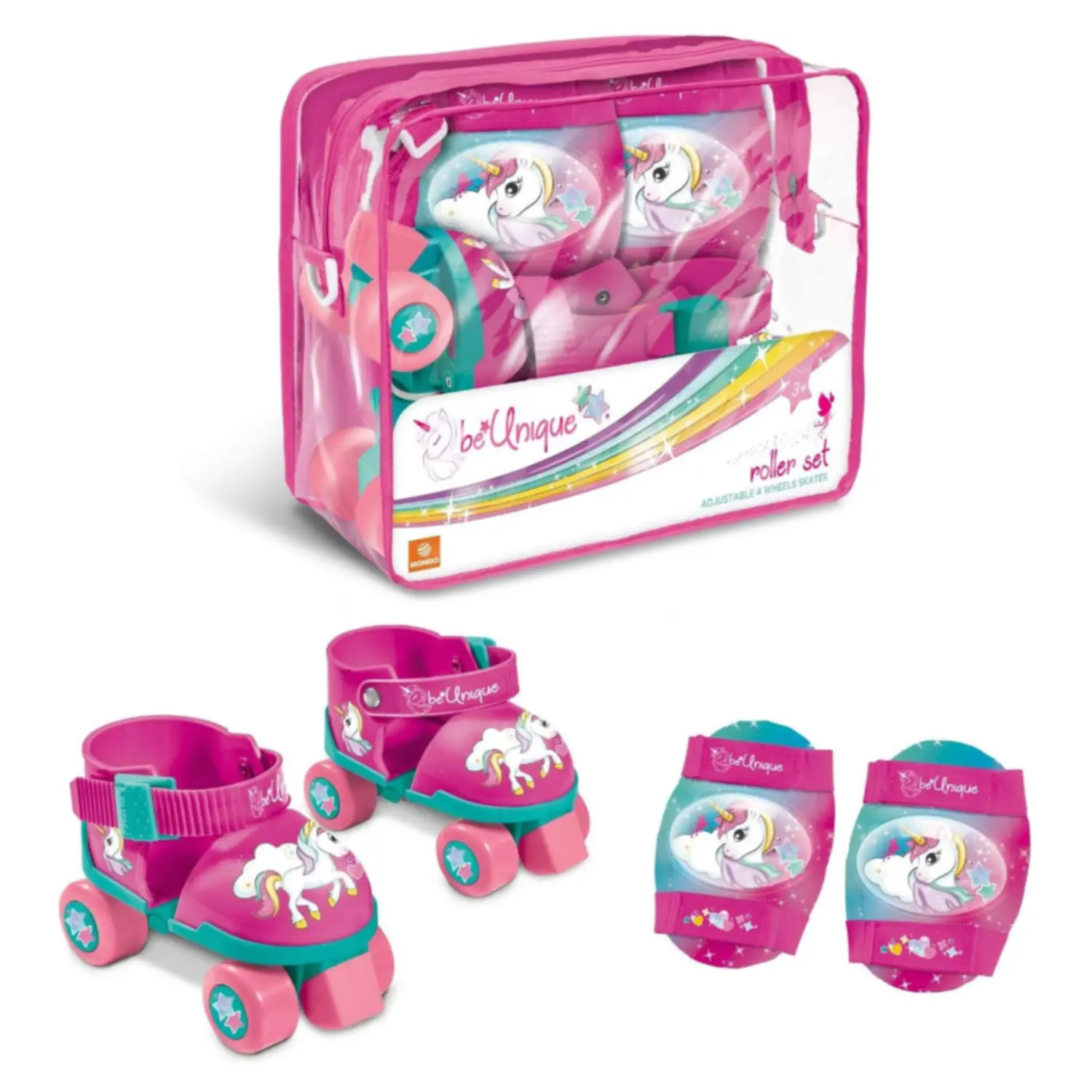 Pattini Regolabili Roller Unicorn Taglia 22-29 - Set con Protezioni e Borsa - monopattini