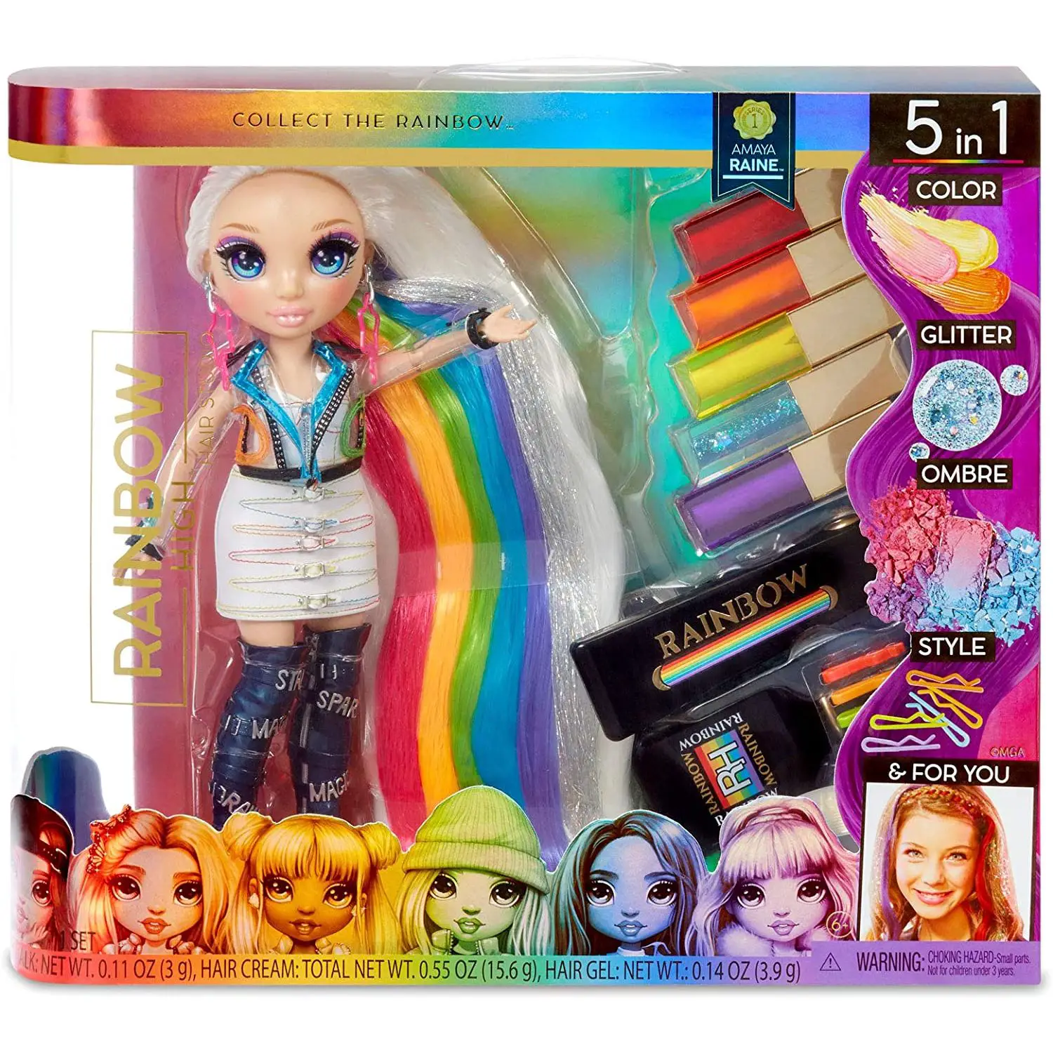 Rainbow High Hair Studio – Bambola Amaya Raine con Capelli Extra Lunghi - collezionabili bambina
