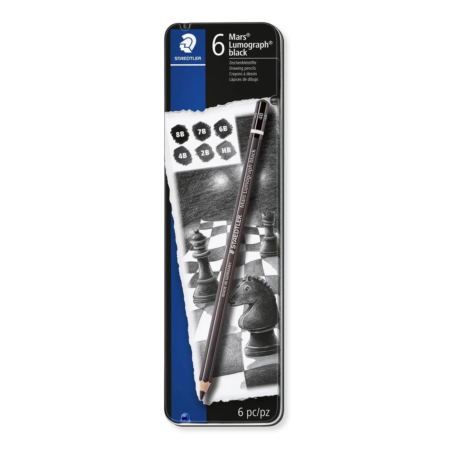 Set 6 Matite Carboncino STAEDTLER Mars Lumograph 100 – Gradazioni Morbide - Matite Temperini Gomme