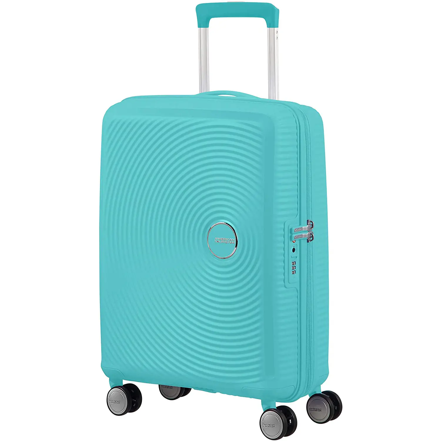 American Tourister Trolley Bagaglio a Mano Soundbox Spinner 55/20 Tsa Exp 4 Ruote Poolside Blue - valige e borse da viaggio