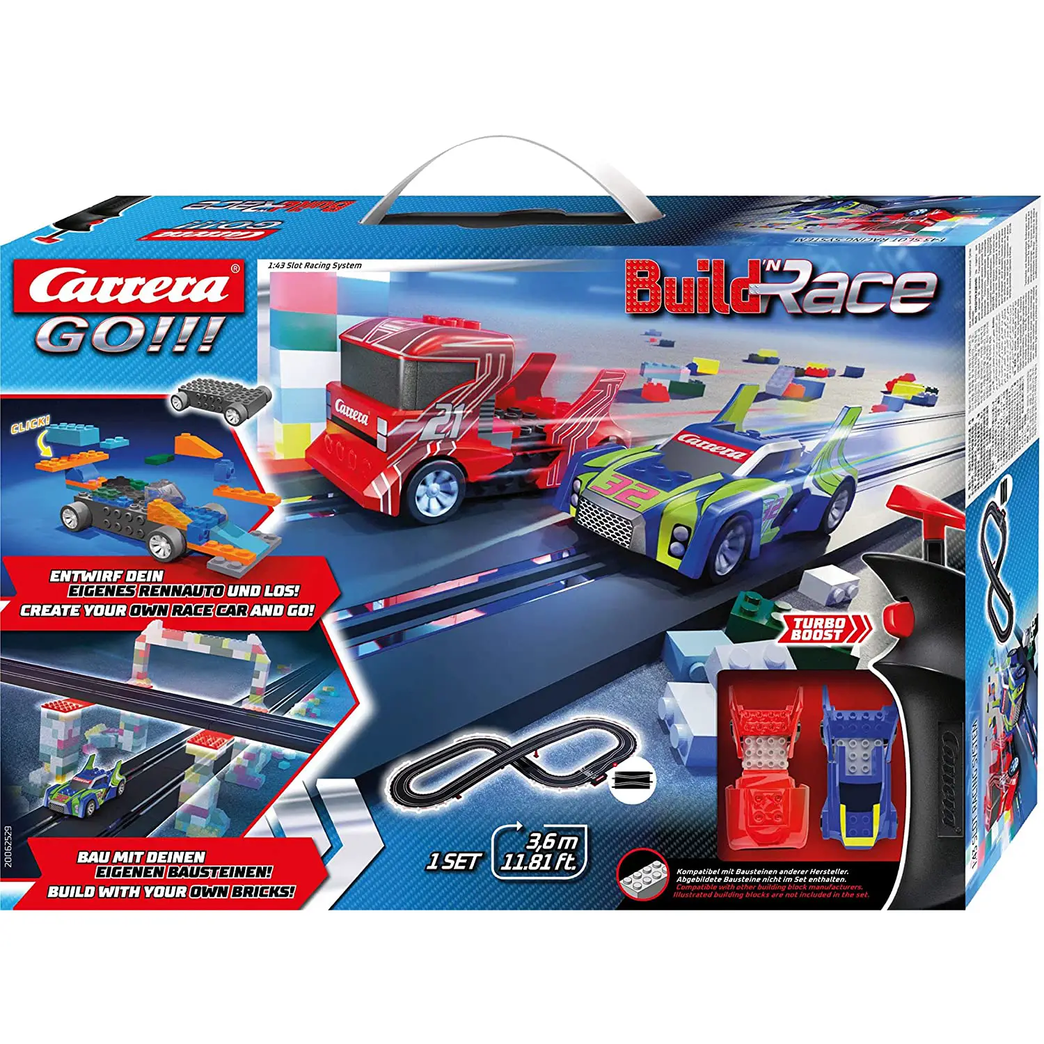 Pista Build 'N Race Racing Set 3.6 – Carrera GO!!! - Veicoli, garage e piste