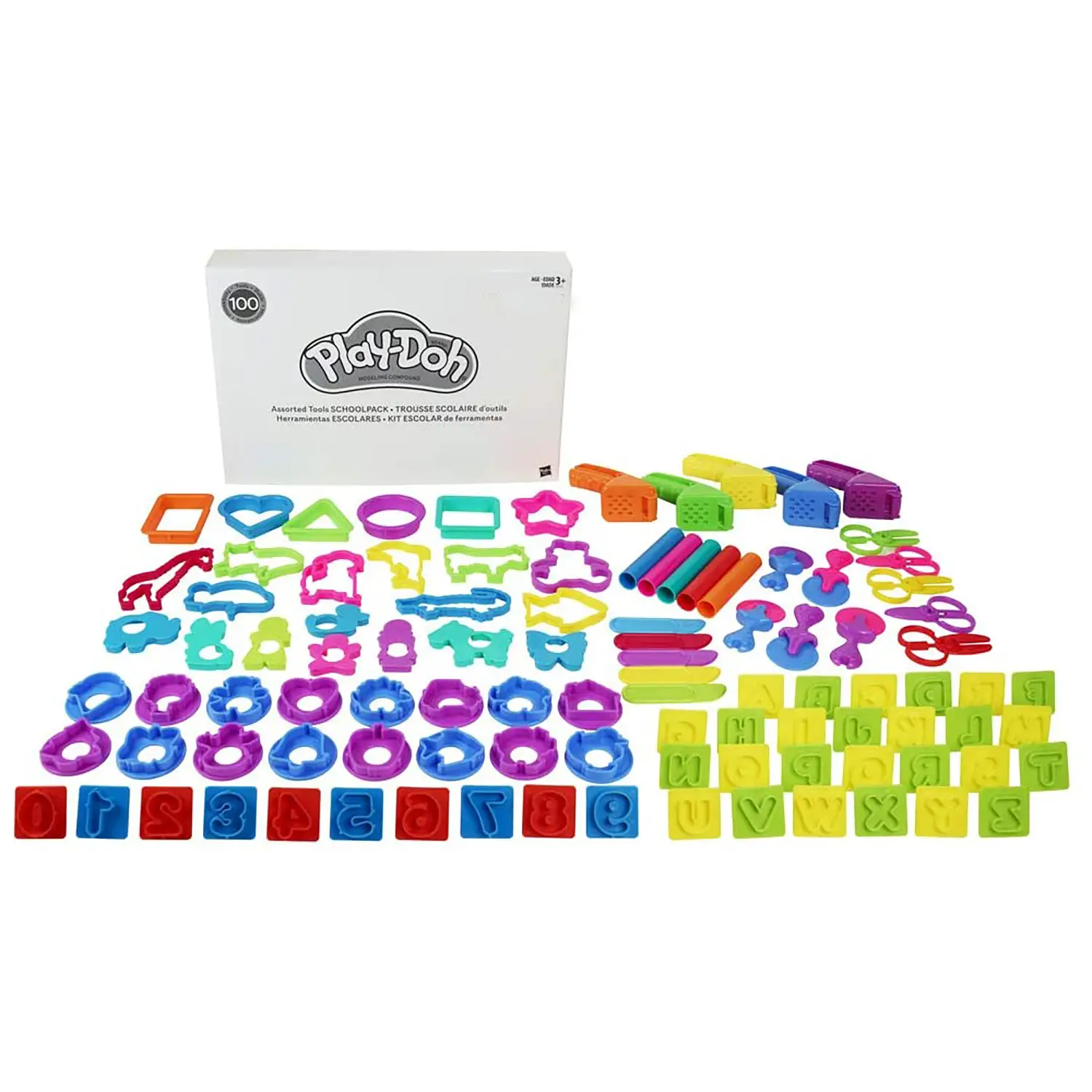 Play-Doh Tools Schoolpack - 100 Attrezzi Per Tagliare, Stendere, Stampare e Spremere - creatività