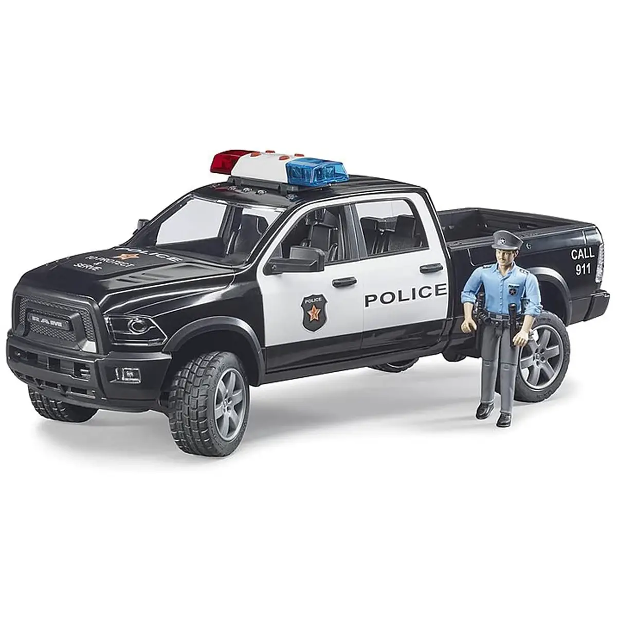 Bruder Pick-up Polizia Ram 2500 con Poliziotto – Veicolo di Emergenza 4x4 - modellini