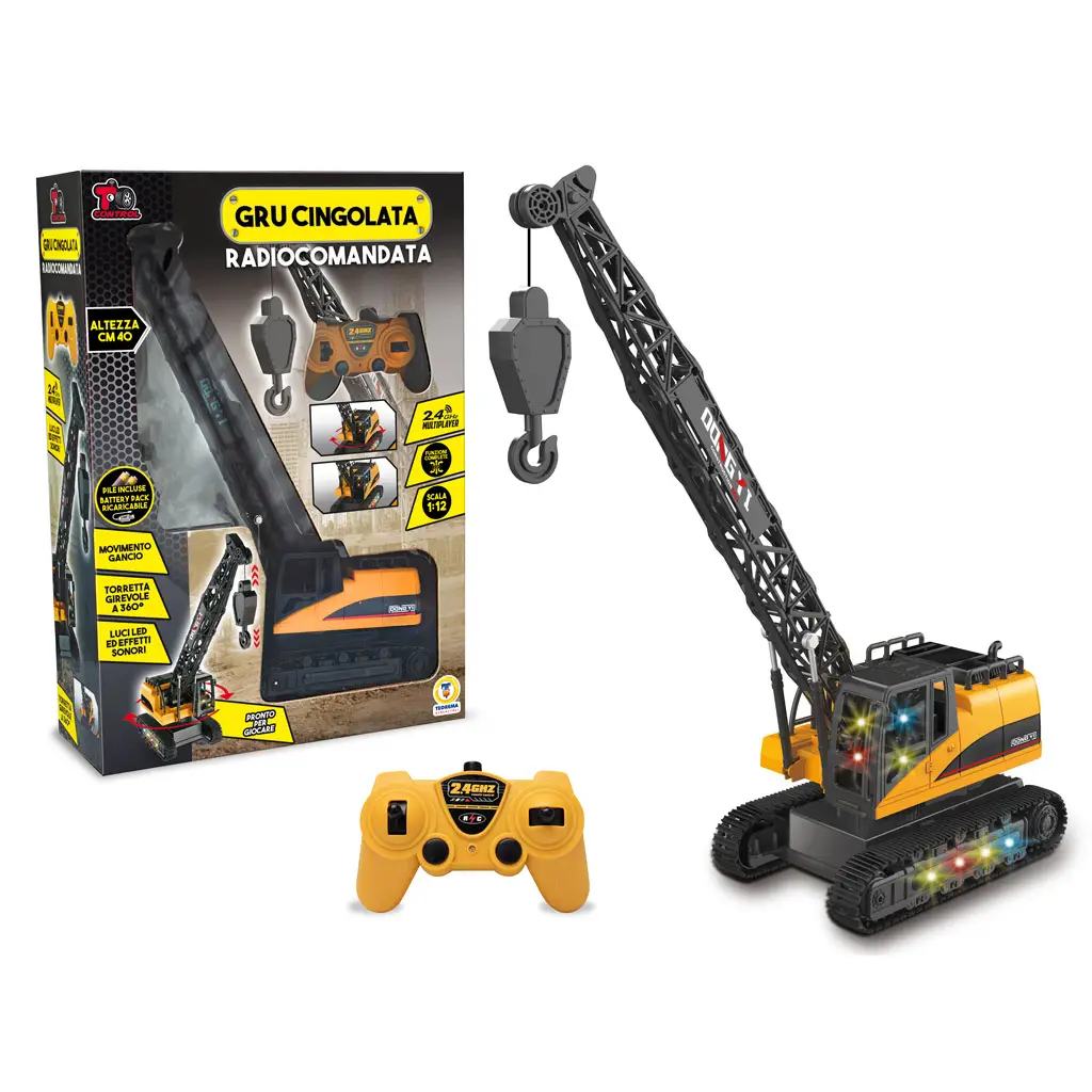 Gru Cingolata Radiocomandata 1:12 con Luci e Suoni - R/c 2.4 Ghz - radiocomandi