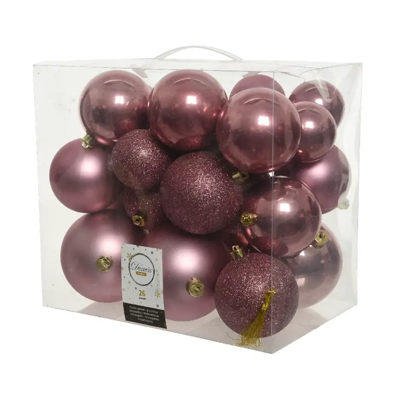 Box 26 Sfere di Natale - Diametro 6, 8 e 10 cm - Velvet Pink - addobbi albero