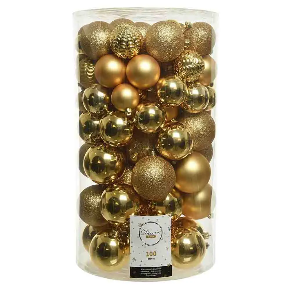 Box 100 Sfere Diametro 8cm. Light Gold - addobbi albero