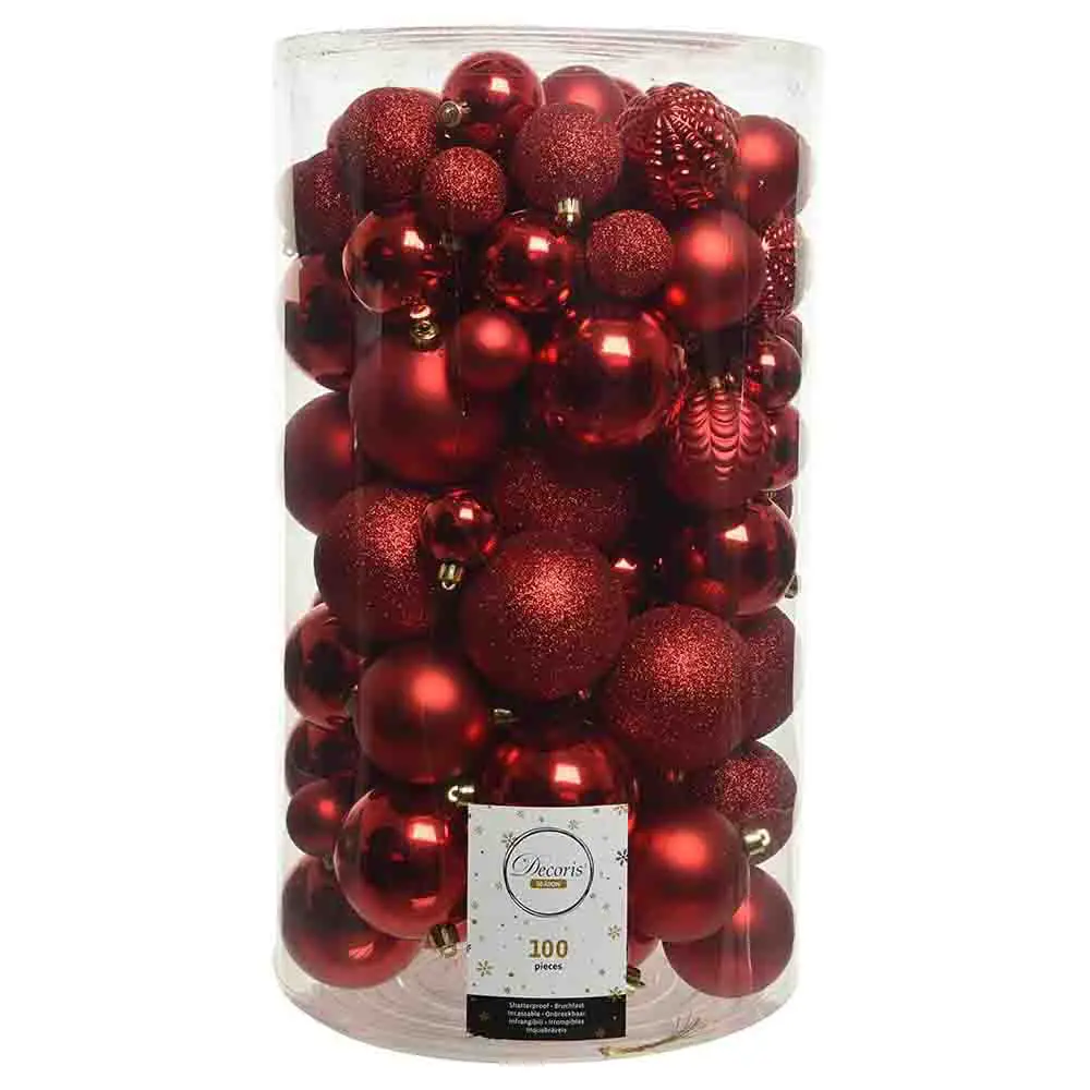Box 100 Sfere Diametro 8cm. Christmas Red - addobbi albero