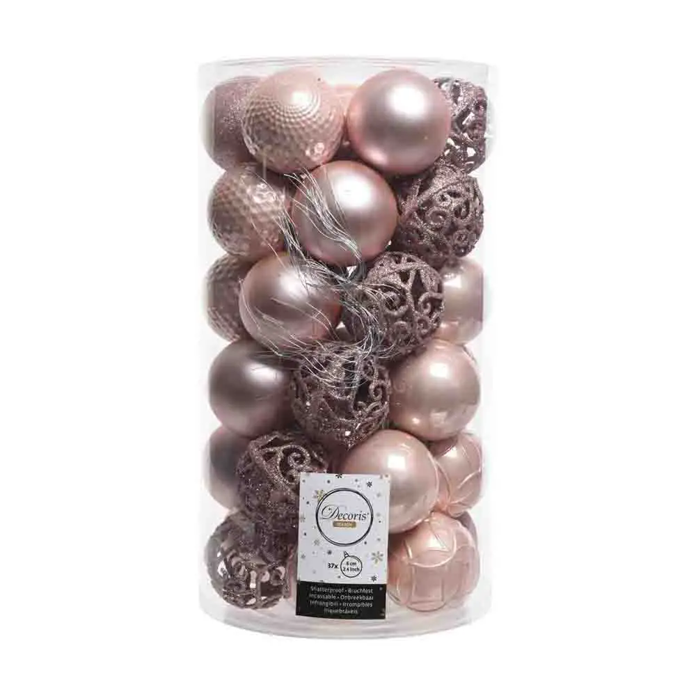 Box 37 Sfere di Natale - Diametro 6 cm - Blush Pink - addobbi albero
