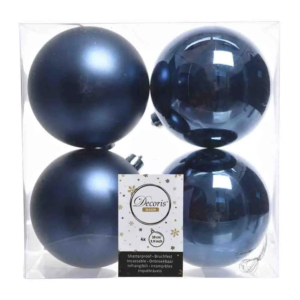 Box 4 Sfere di Natale - Diametro 10 cm - Night Blue - addobbi albero