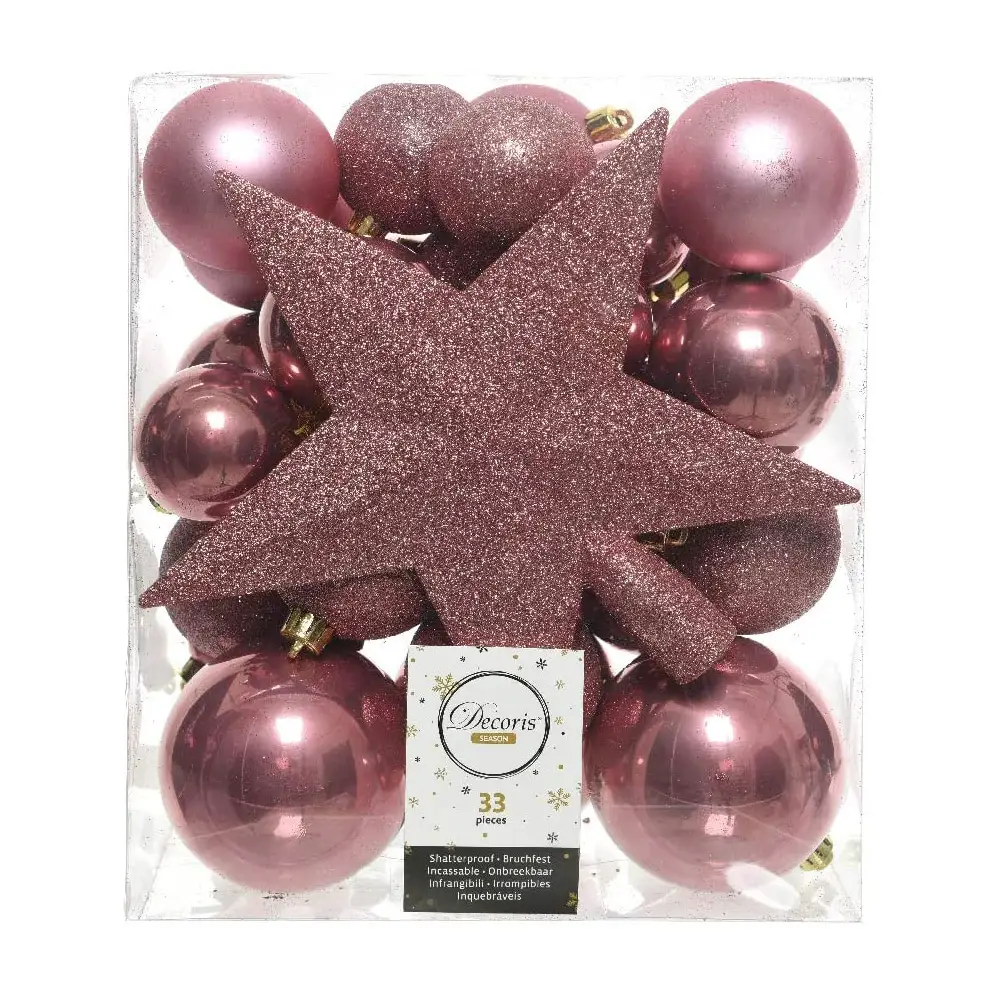 Box 33 Sfere di Natale - Diametro 8 cm - Velvet Pink - addobbi albero