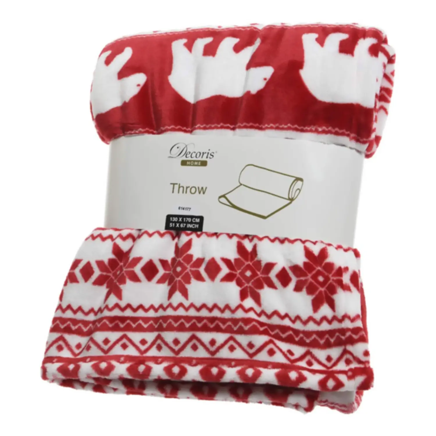 Plaid in Poliestere con Motivi Natalizi Rosso/Grigio Assortito - biancheria casa