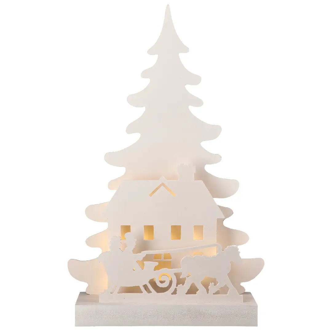 Silhouette Albero di Natale Bianco con Carrozza - addobbi casa
