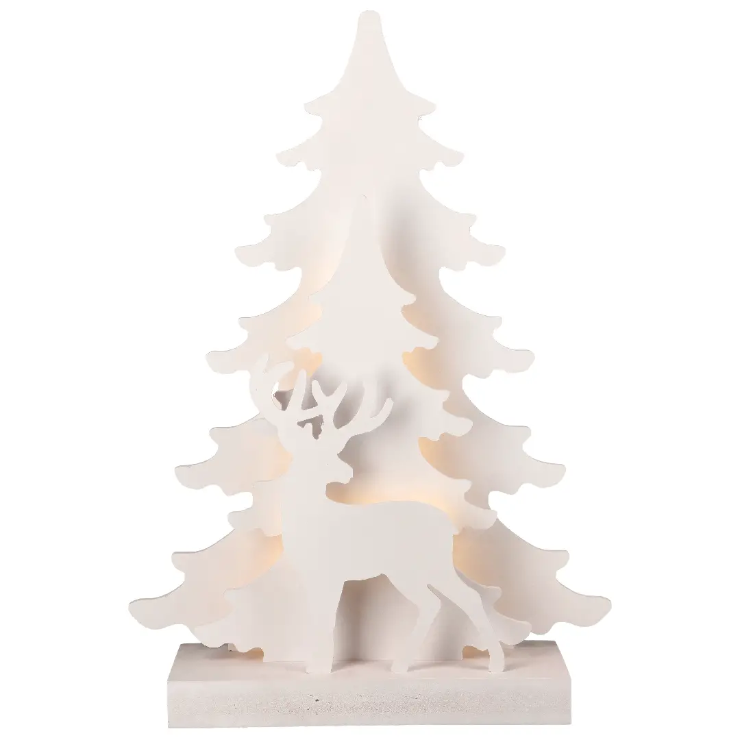 Silhouette Albero di Natale Bianco con Renna - addobbi casa