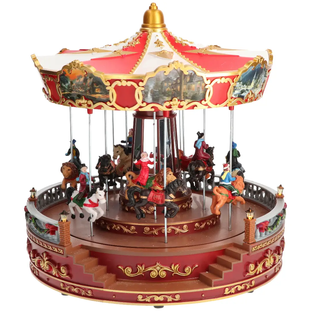 Giostra Animata Red/Gold con Luici Led Adattatore Incluso - scene e villaggi
