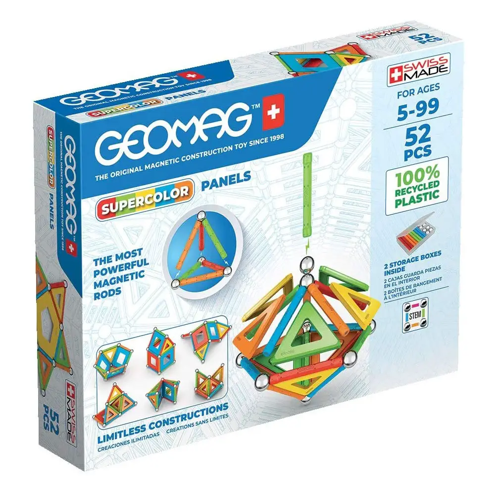 Geomag Supercolors Panels Green Line 52 Pezzi – Costruzioni Magnetiche Educative e Sostenibili - Costruzioni tecniche
