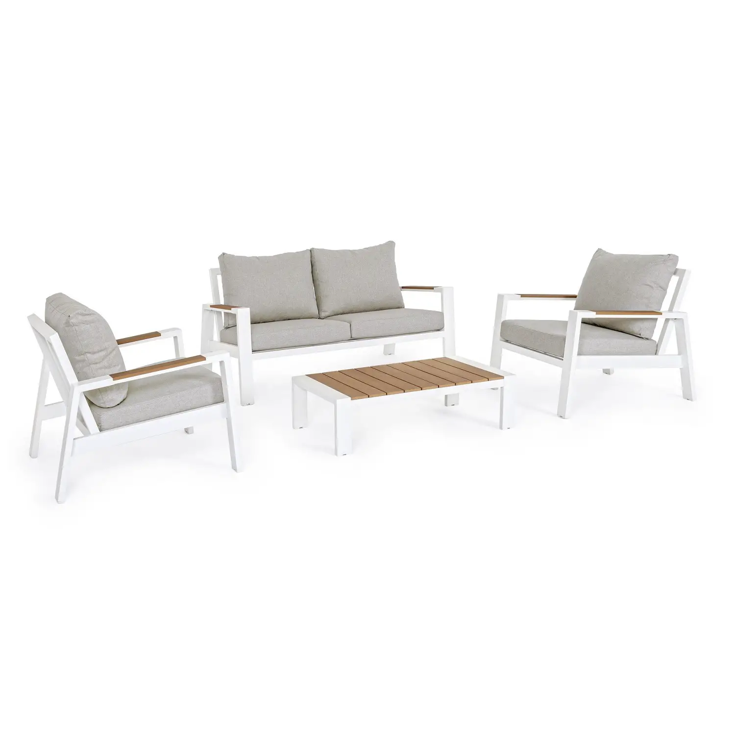 Salotto Einar Bianco Set 4 Pezzi con Cuscini - set e salotti
