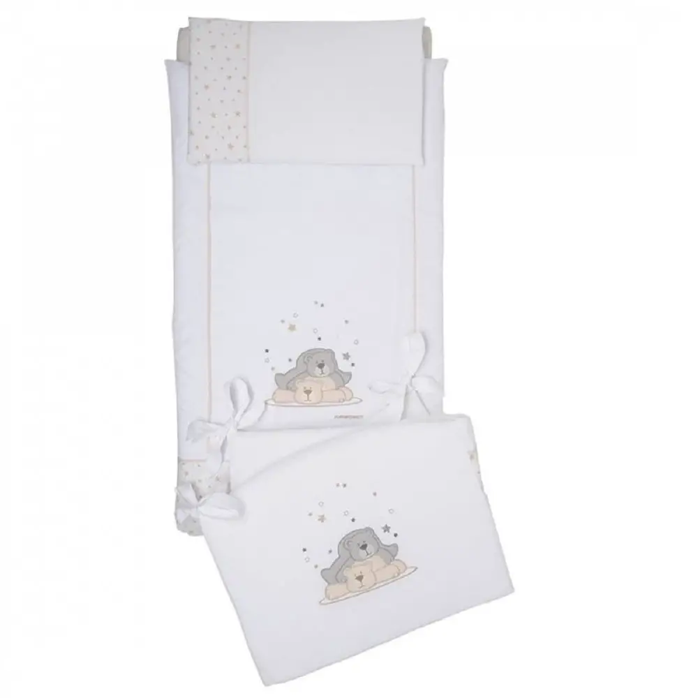 Completo Piumone 3 Pezzi Sfilabile Bianco Tortora – Collezione Dolcestella Foppapedretti - lenzuolini