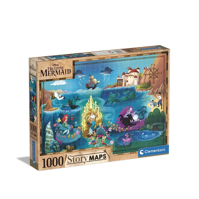 Puzzle 1000 Pezzi Disney Maps Little Mermaid - puzzle adulti