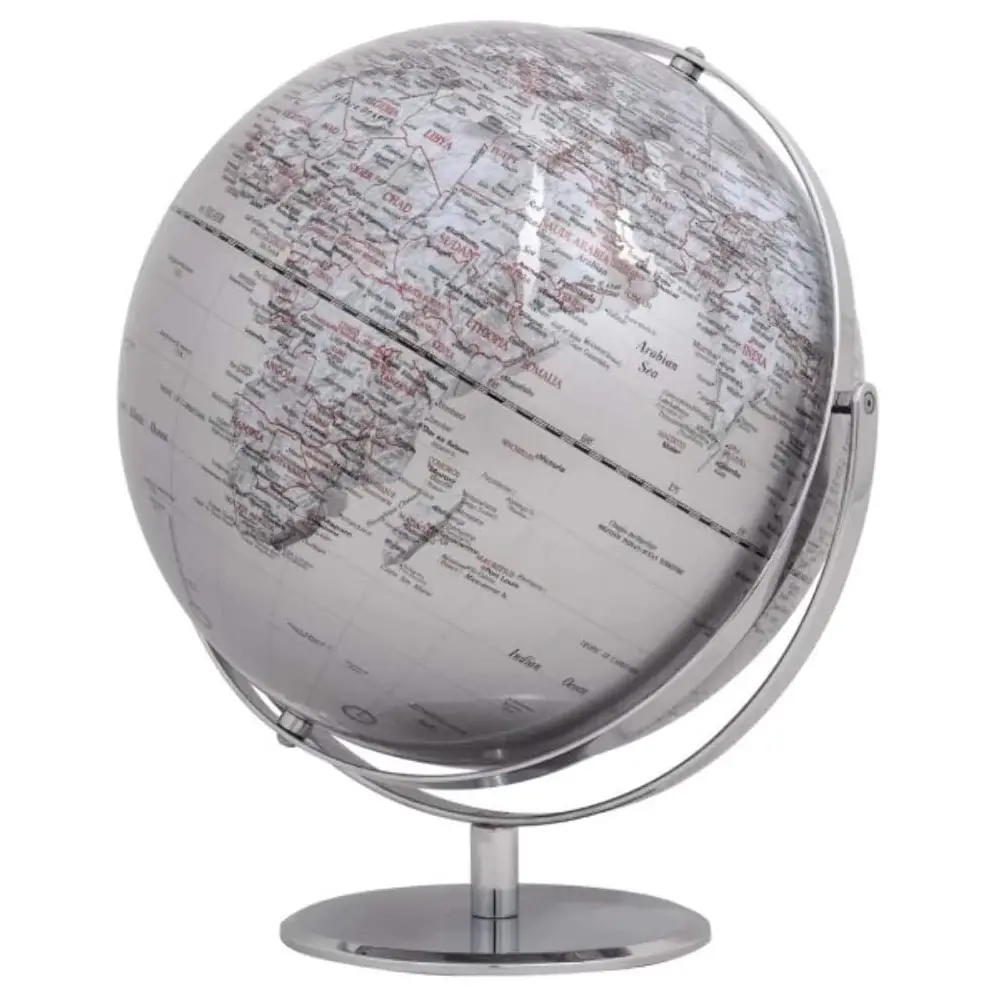 Mappamondo Juri Silver – Diametro 30 cm / Altezza 36 cm – Argento - Geografia e scienze naturali