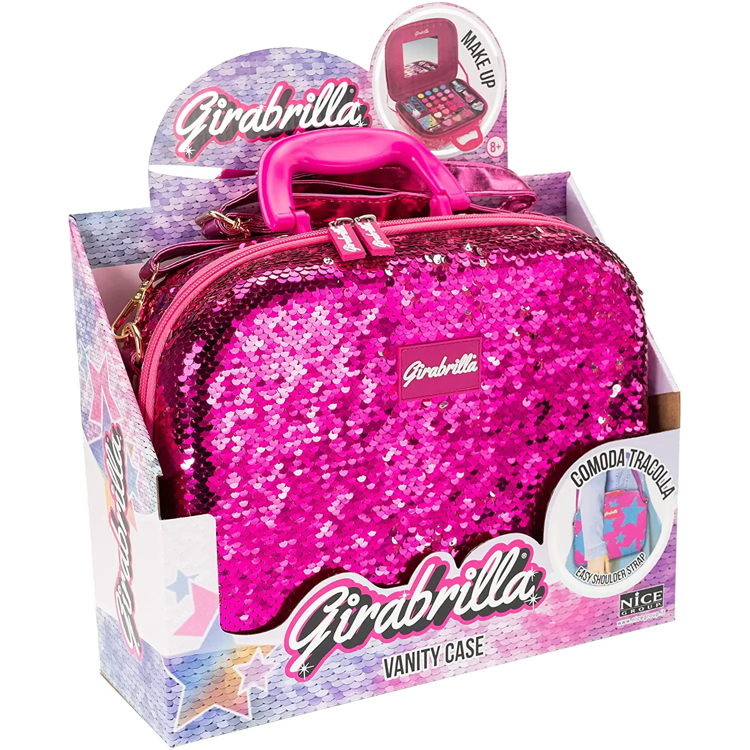Girabrilla Valigetta Make Up Magenta Silver – Set Trucco Glitterato per Bambine -