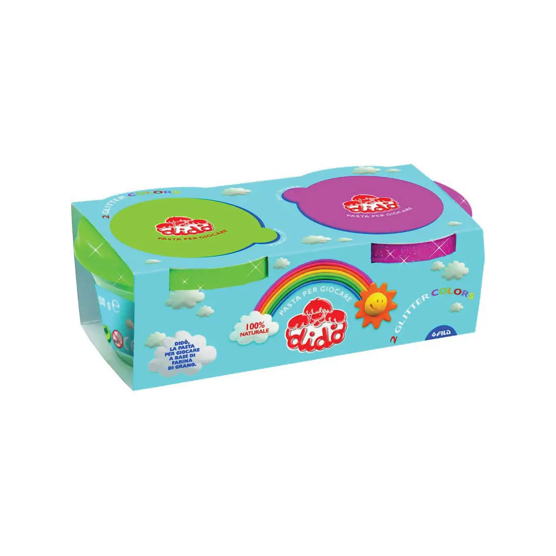 Didò Bis Glitter 2x100g – Pasta Modellabile Magenta e Verde - Paste per modellare