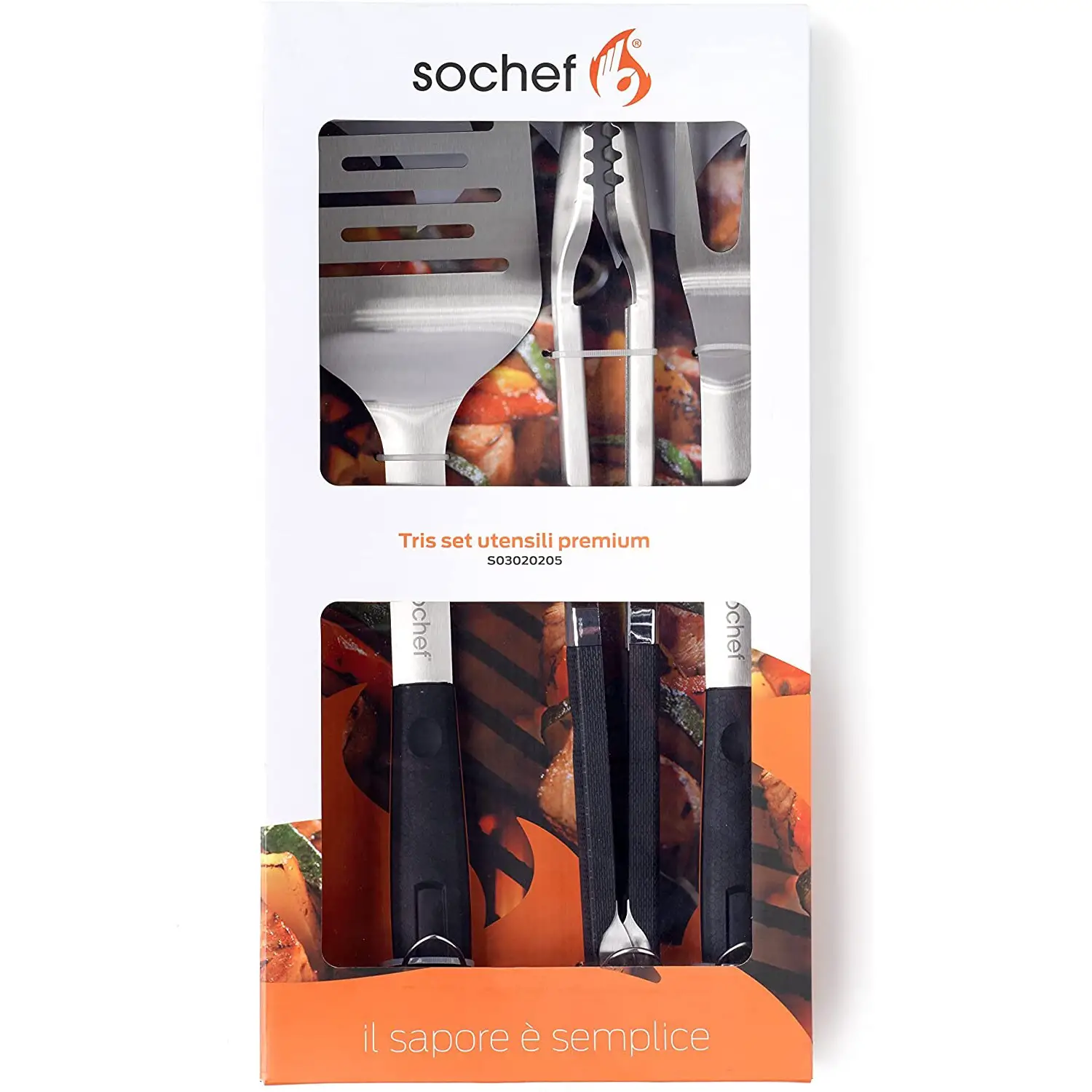Tris Set Utensili Premium per Barbecue Sochef - barbecue a gas
