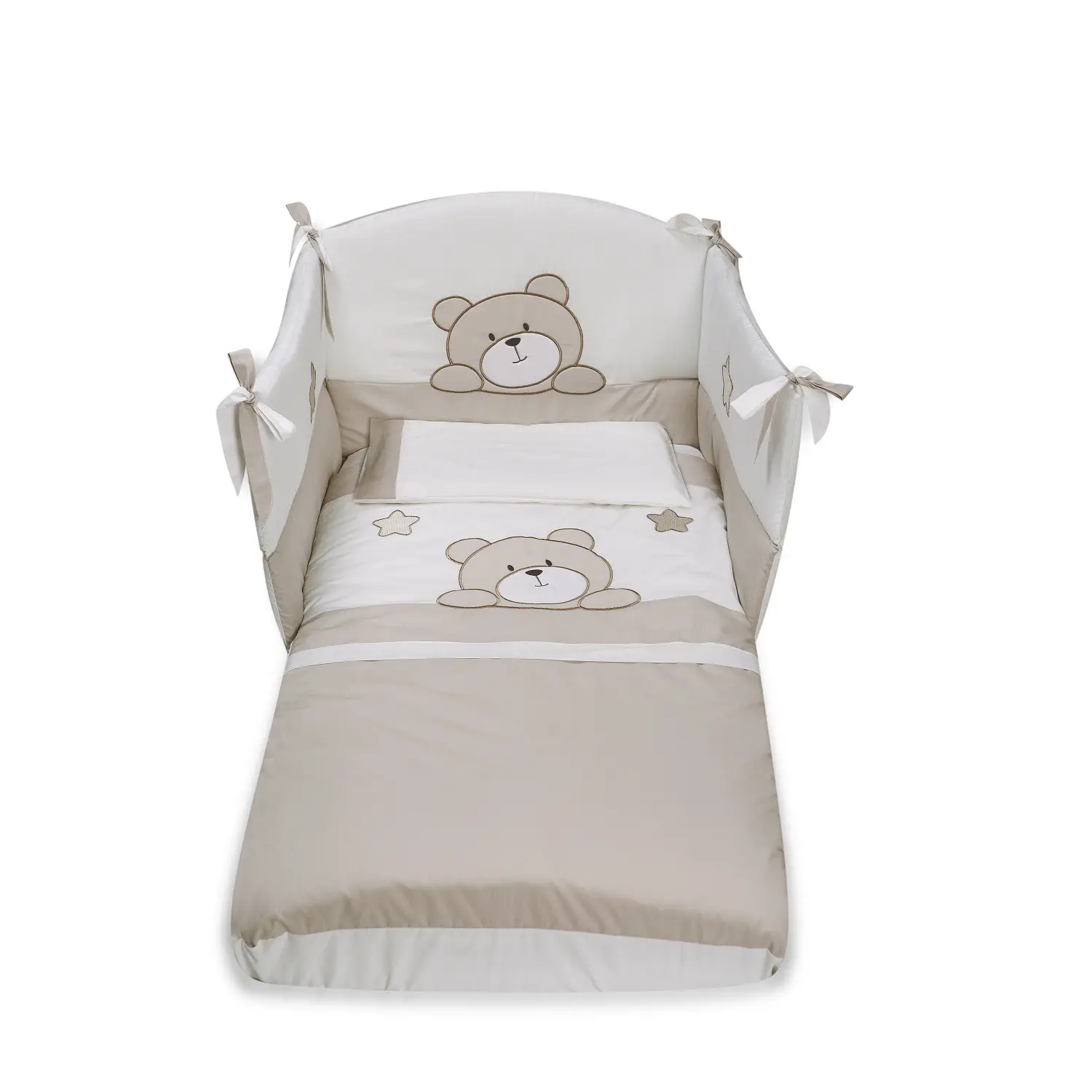 Piumone Teo Set 3 Pezzi Bianco Tortora Pali - lenzuolini