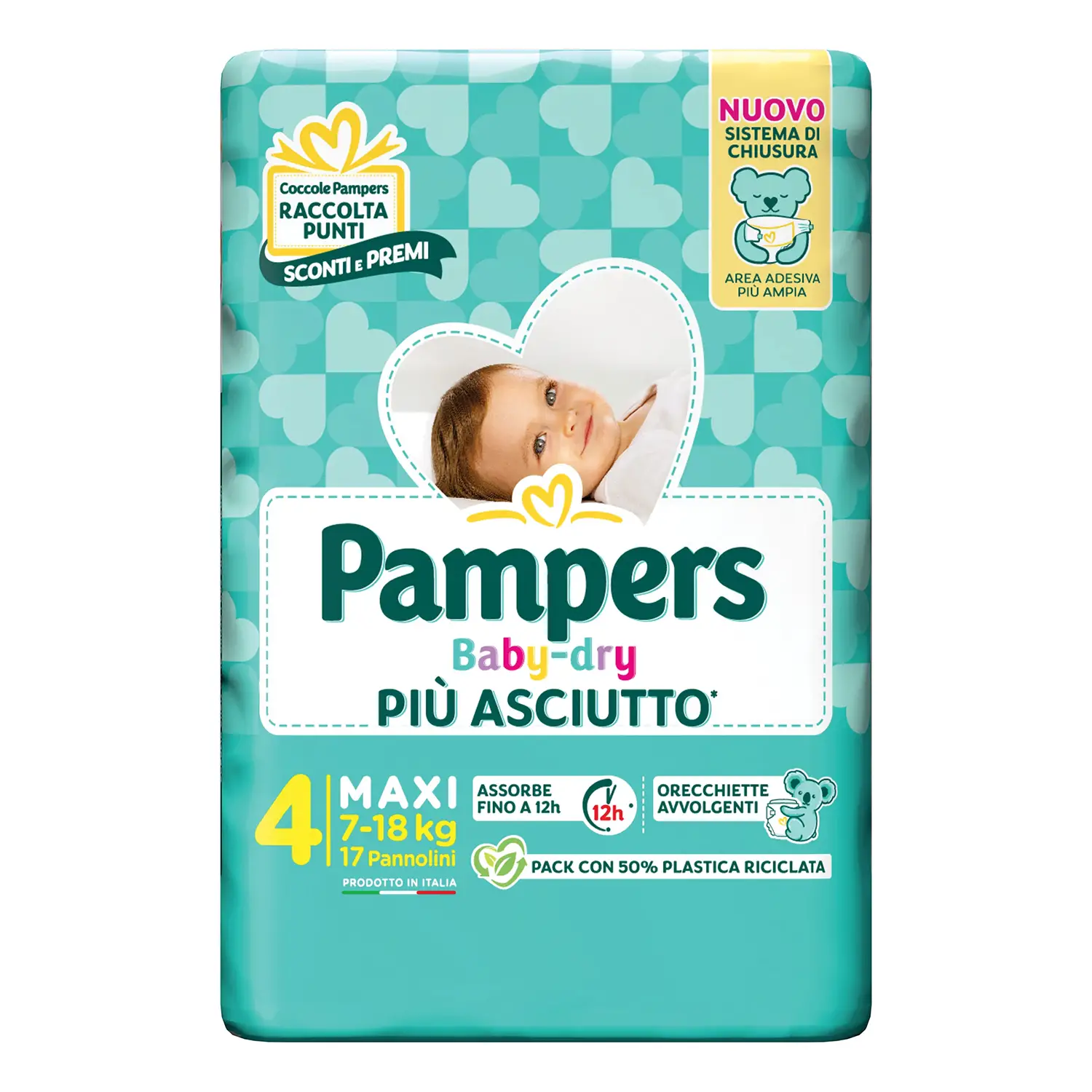 Pannolini Pampers Baby-Dry Flash - Taglia 4 (7-18 Kg) - 17 Pezzi - pannolini e salviettine