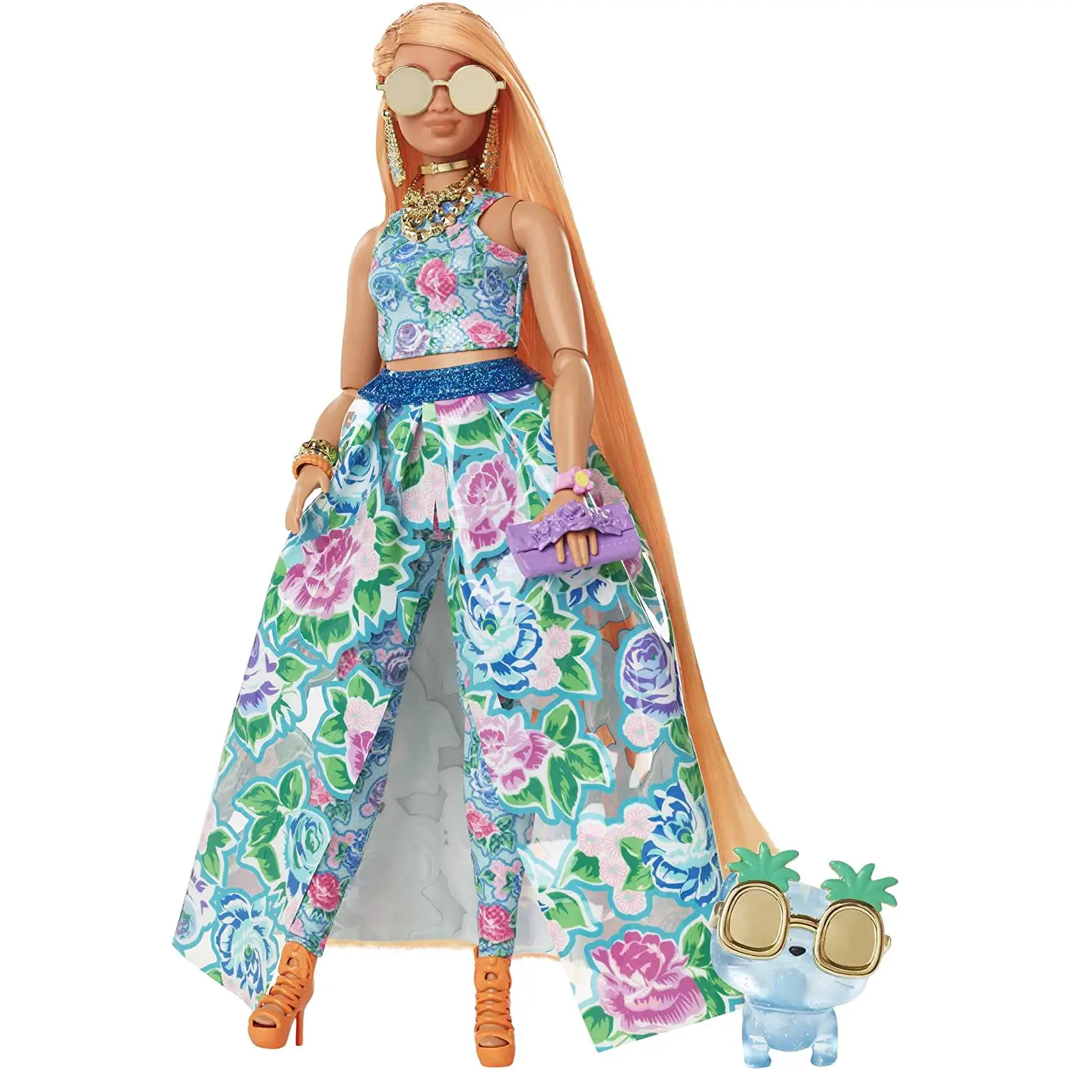 Bambola Barbie Extra Fancy Fiori Curvy con Gattino - collezionabili bambina