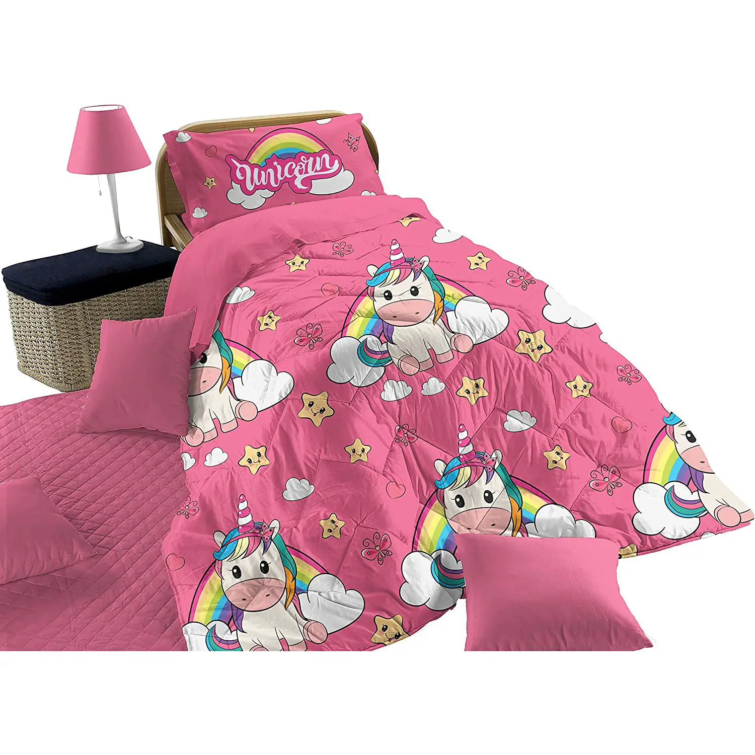 Trapunta 1 Piazza Micro 170x260 Unicorno Arcobaleno -