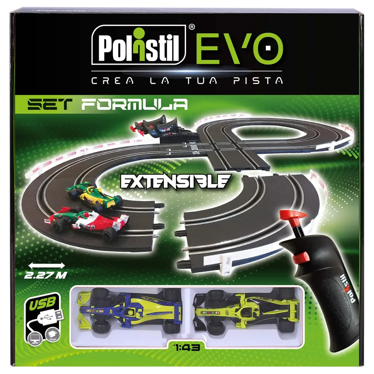 PISTA POLISTIL EVO SET FORMULA 1:43 - Veicoli, garage e piste
