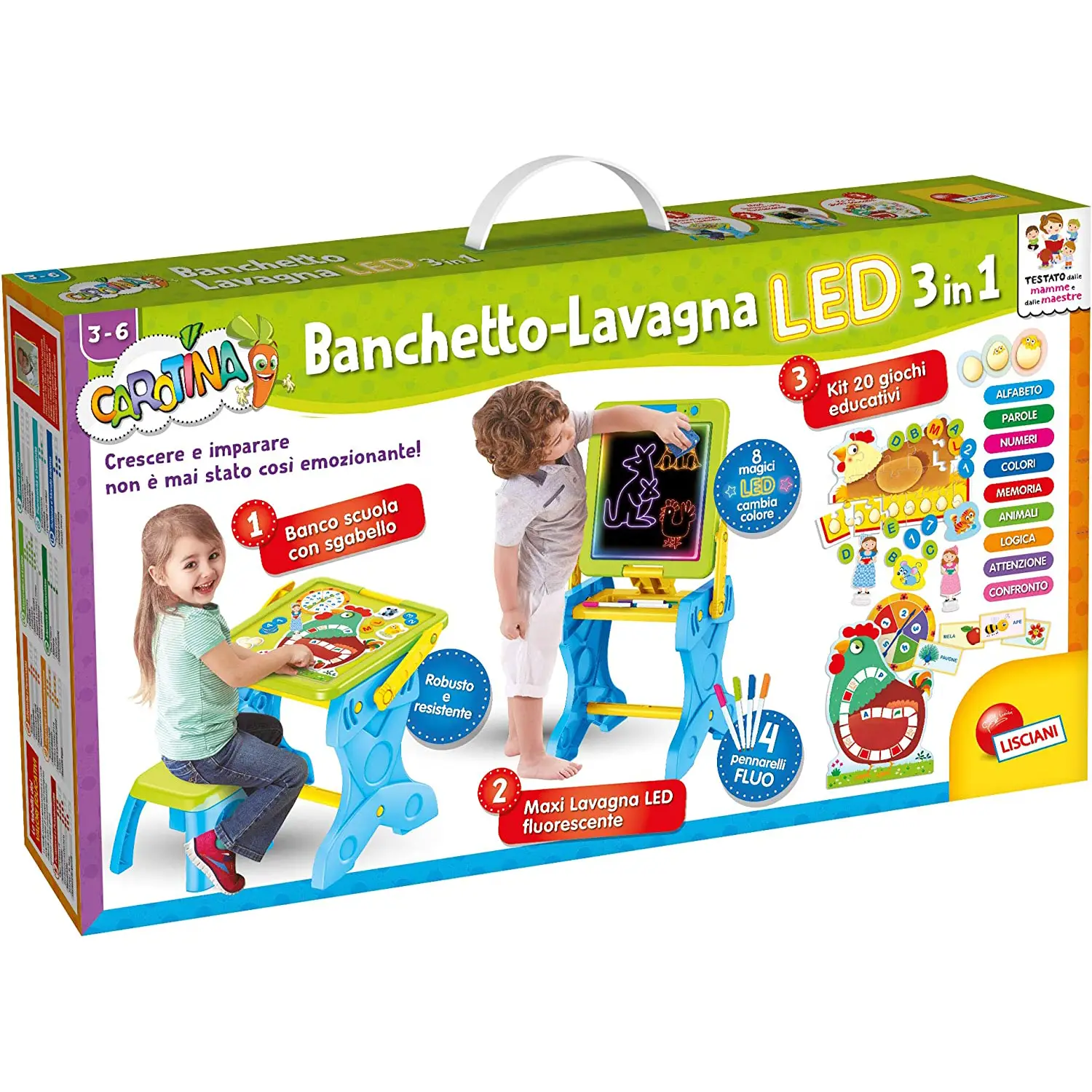 Carotina Banchetto Led Gioco E Imparo 3 In 1 Lisciani - leggere scrivere contare racco