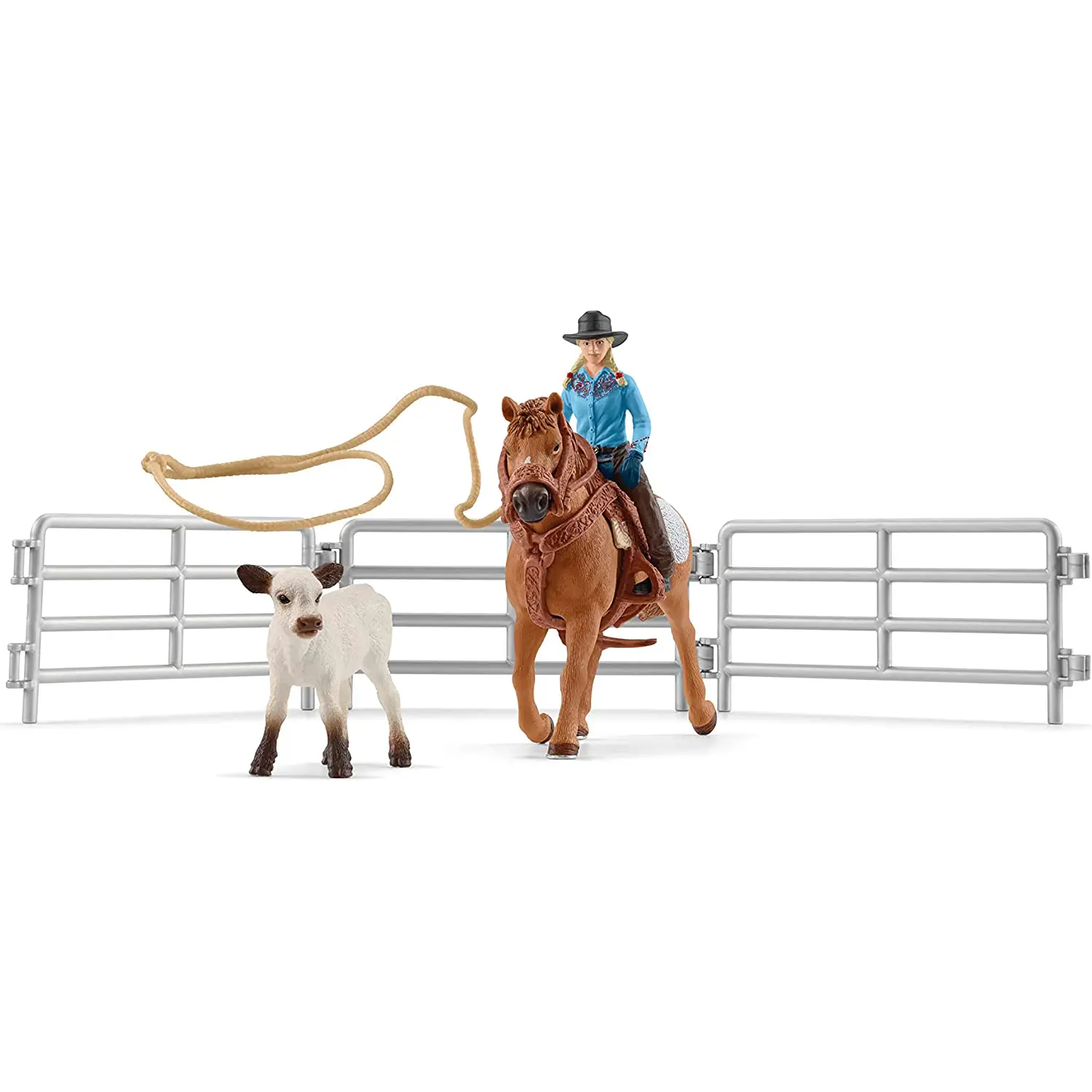 Schleich Cavallo da Rodeo con Cowgirl e Vitello - Animali
