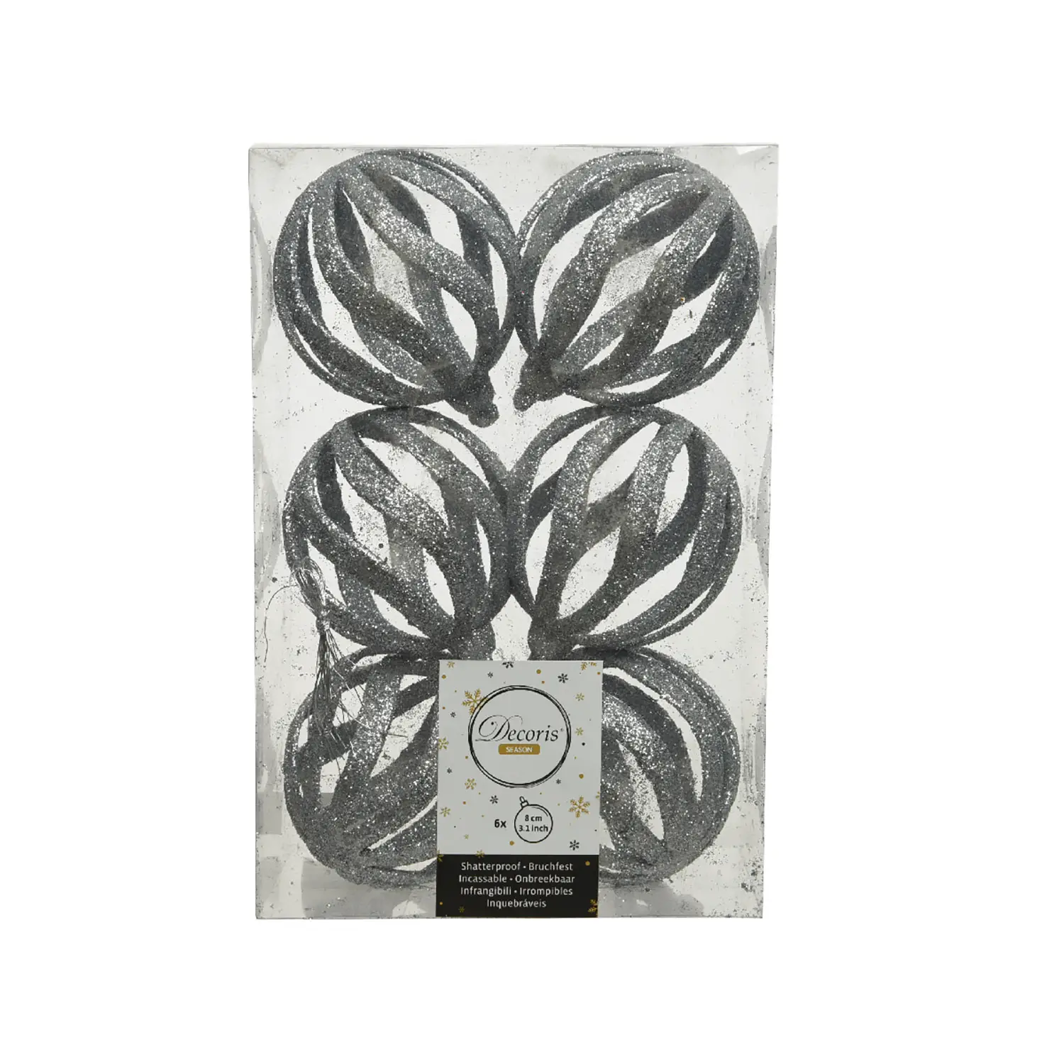 Natale Box 6 Sfere Dia8cm. Silver - addobbi albero