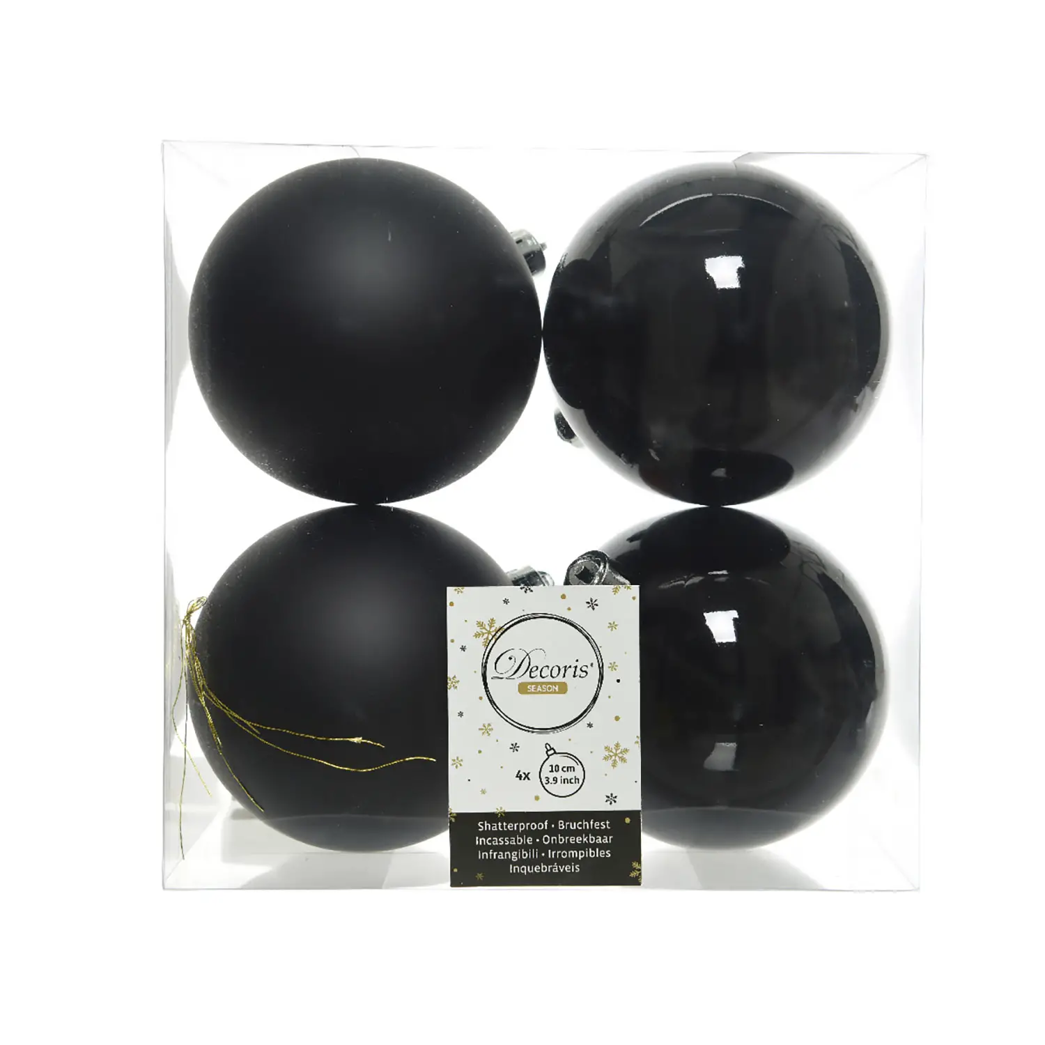 Box 4 Sfere di Natale - Diametro 10 cm - Black - addobbi albero