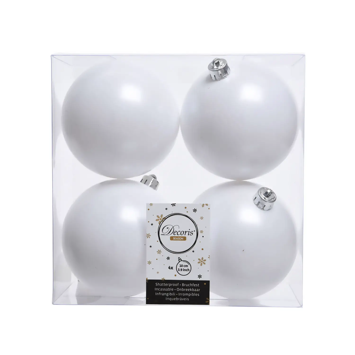 Box 4 Sfere di Natale - Diametro 10 cm - Winter White - addobbi albero