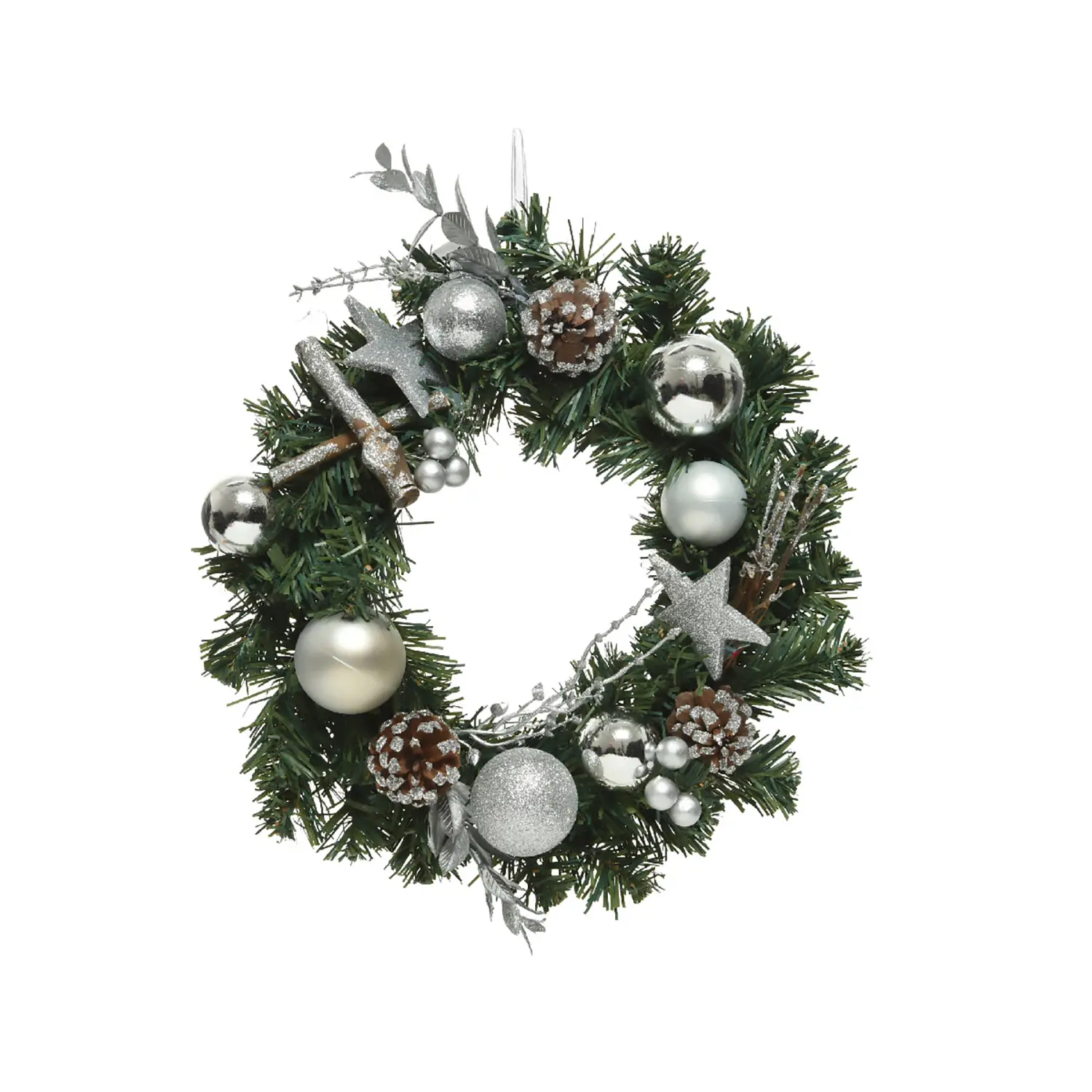 Corona Natalizia per Porta Diametro 30 cm Verde e Argento - addobbi casa