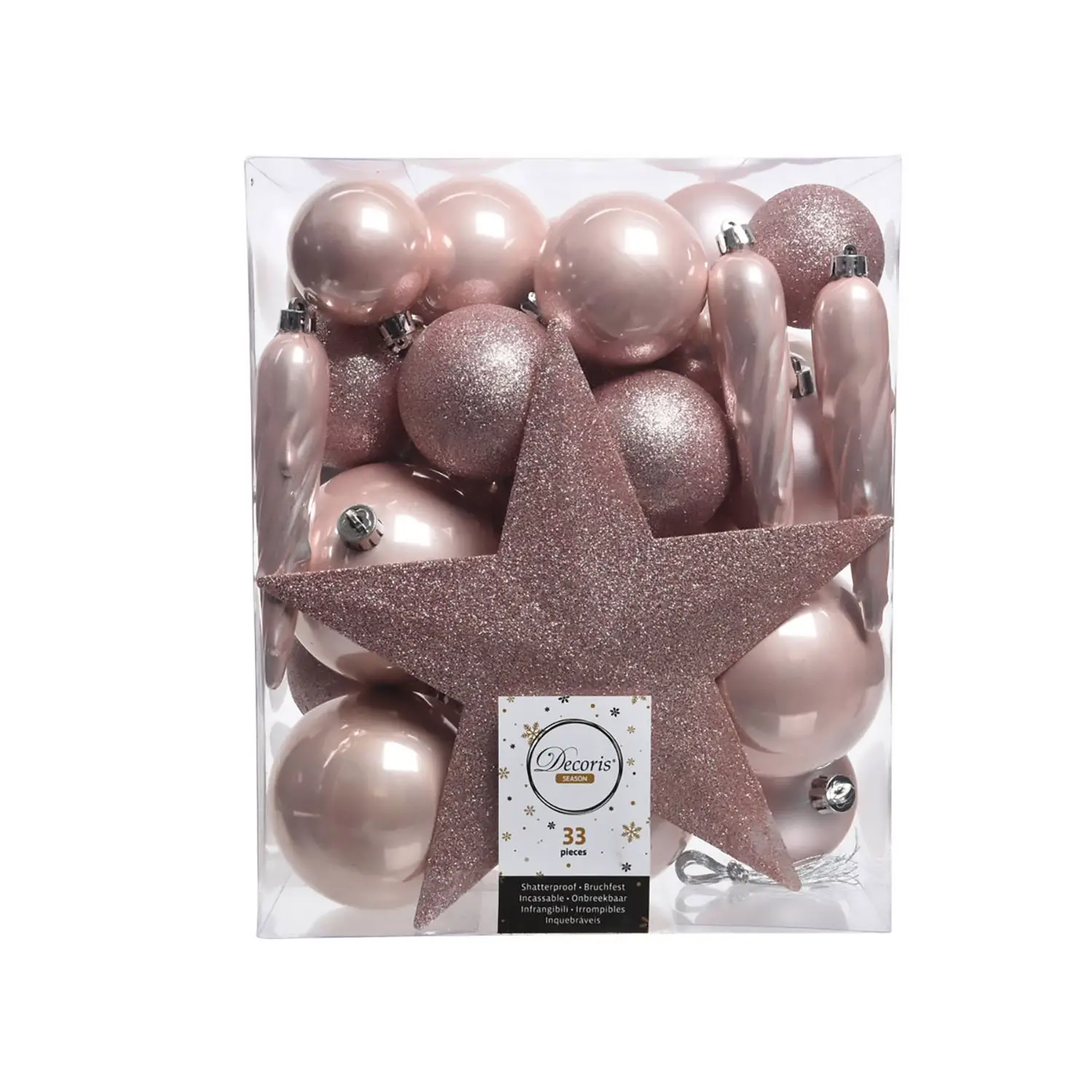 Box 33 Sfere di Natale - Diametro 8 cm - Blush Pink - addobbi albero
