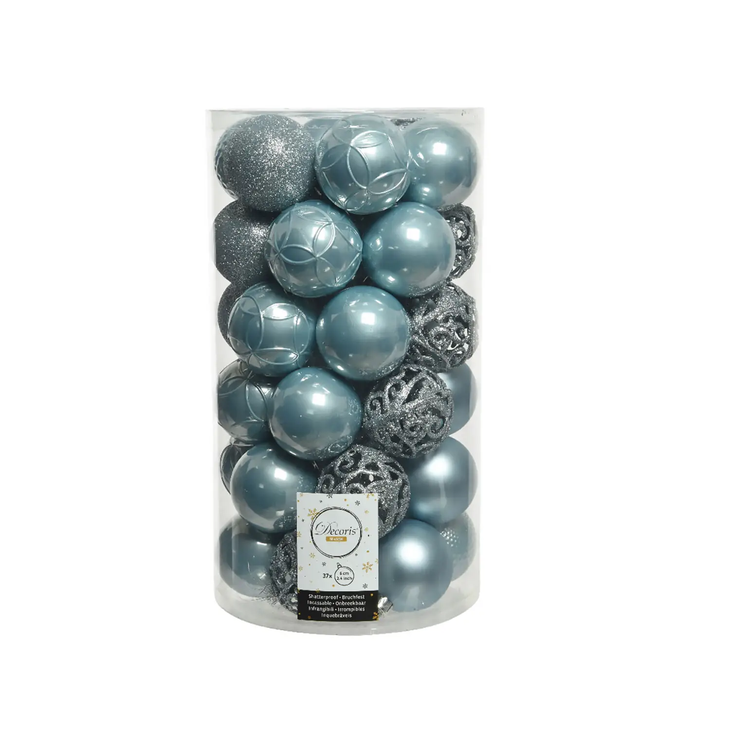 Box 37 Sfere di Natale - Diametro 6 cm - Misty Blue - addobbi albero