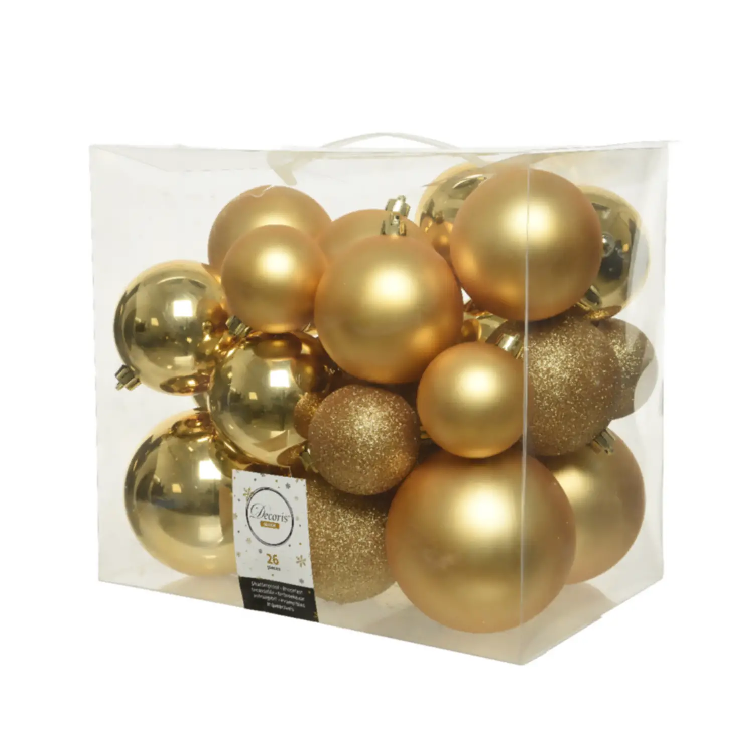 Box 26 Sfere di Natale - Diametro 6, 8 e 10 cm - Light Gold - addobbi albero