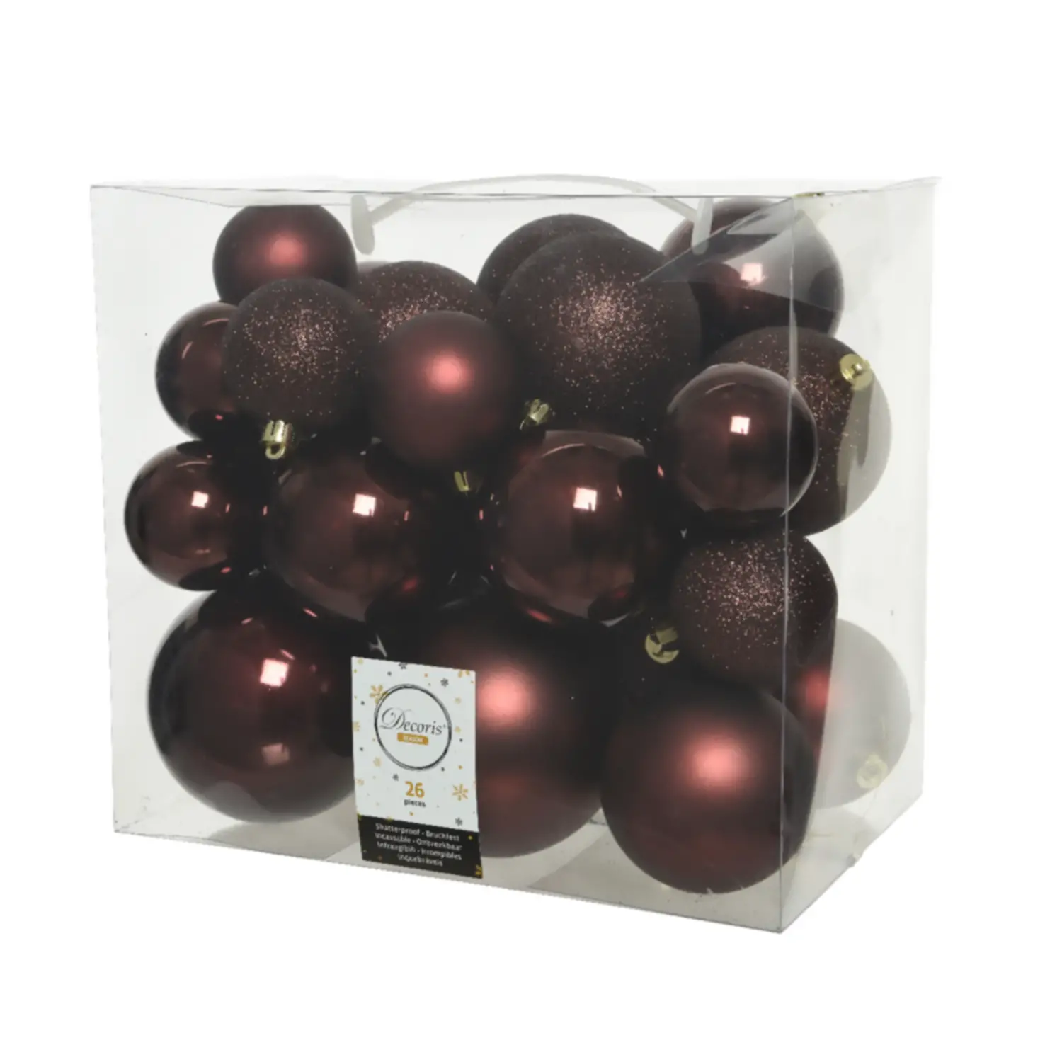 Box 26 Sfere di Natale - Diametro 6, 8 e 10 cm - Redwood - addobbi albero