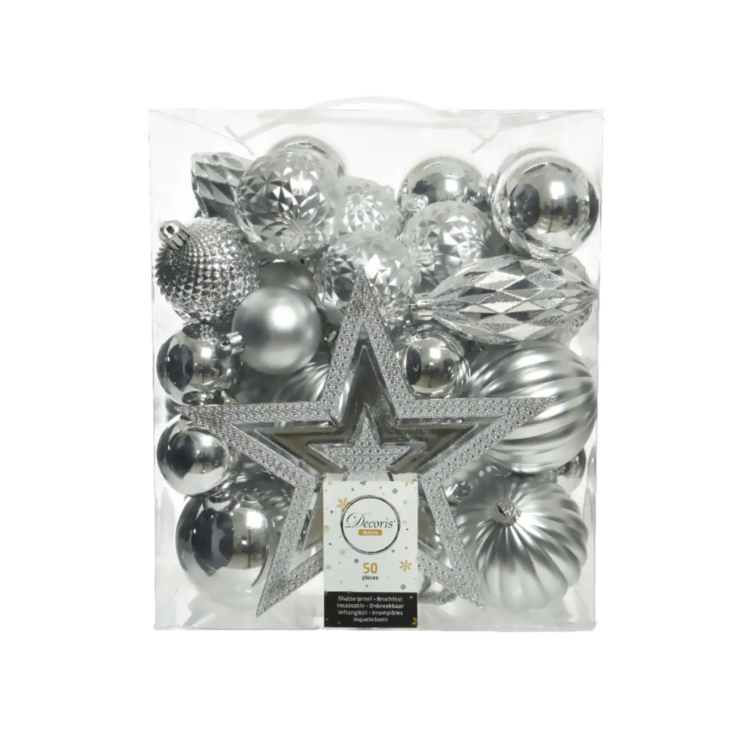 Box 50 Sfere di Natale - Diametro 8 cm - Silver - addobbi albero