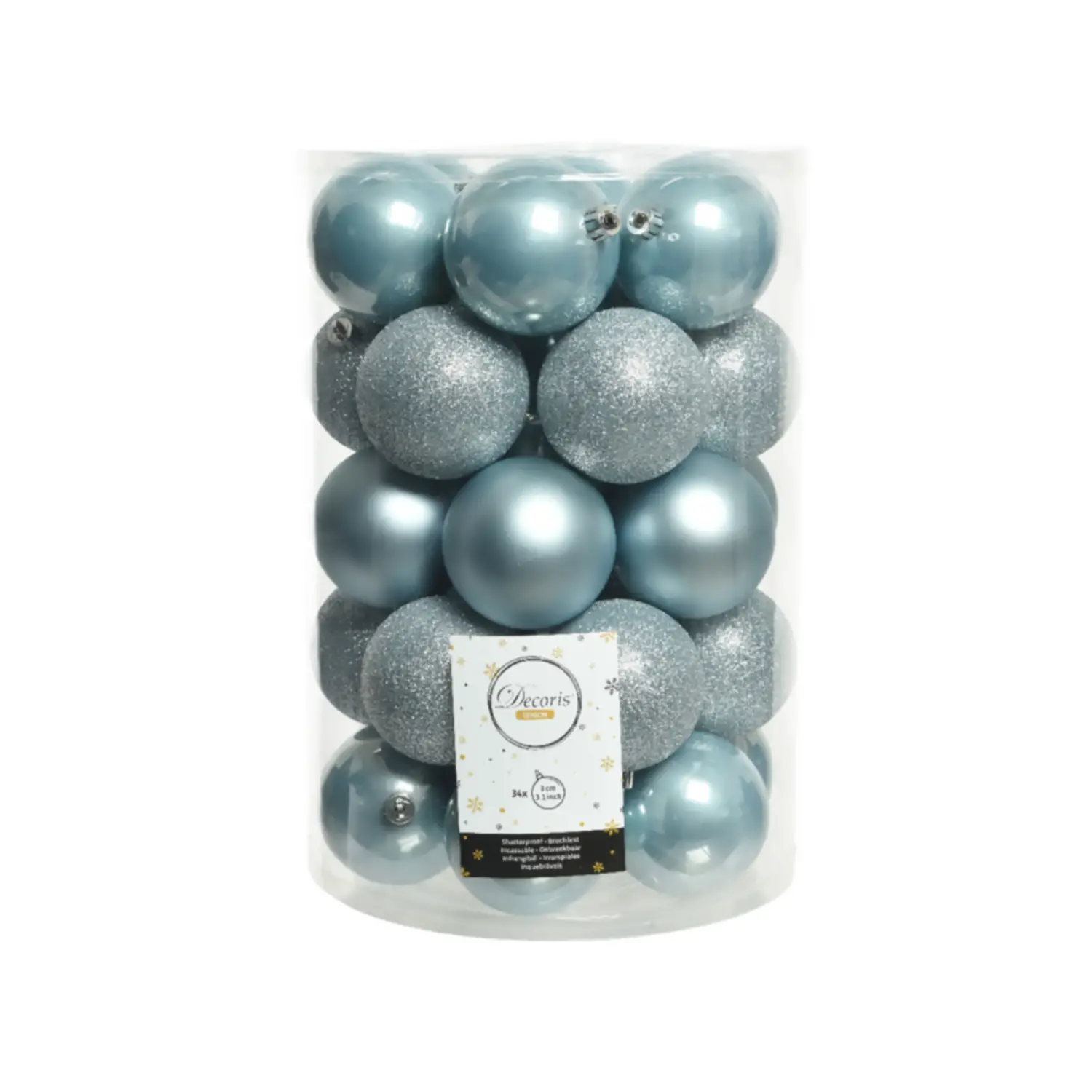 Box 34 Sfere Diametro 8 cm. Misty Blue - addobbi albero