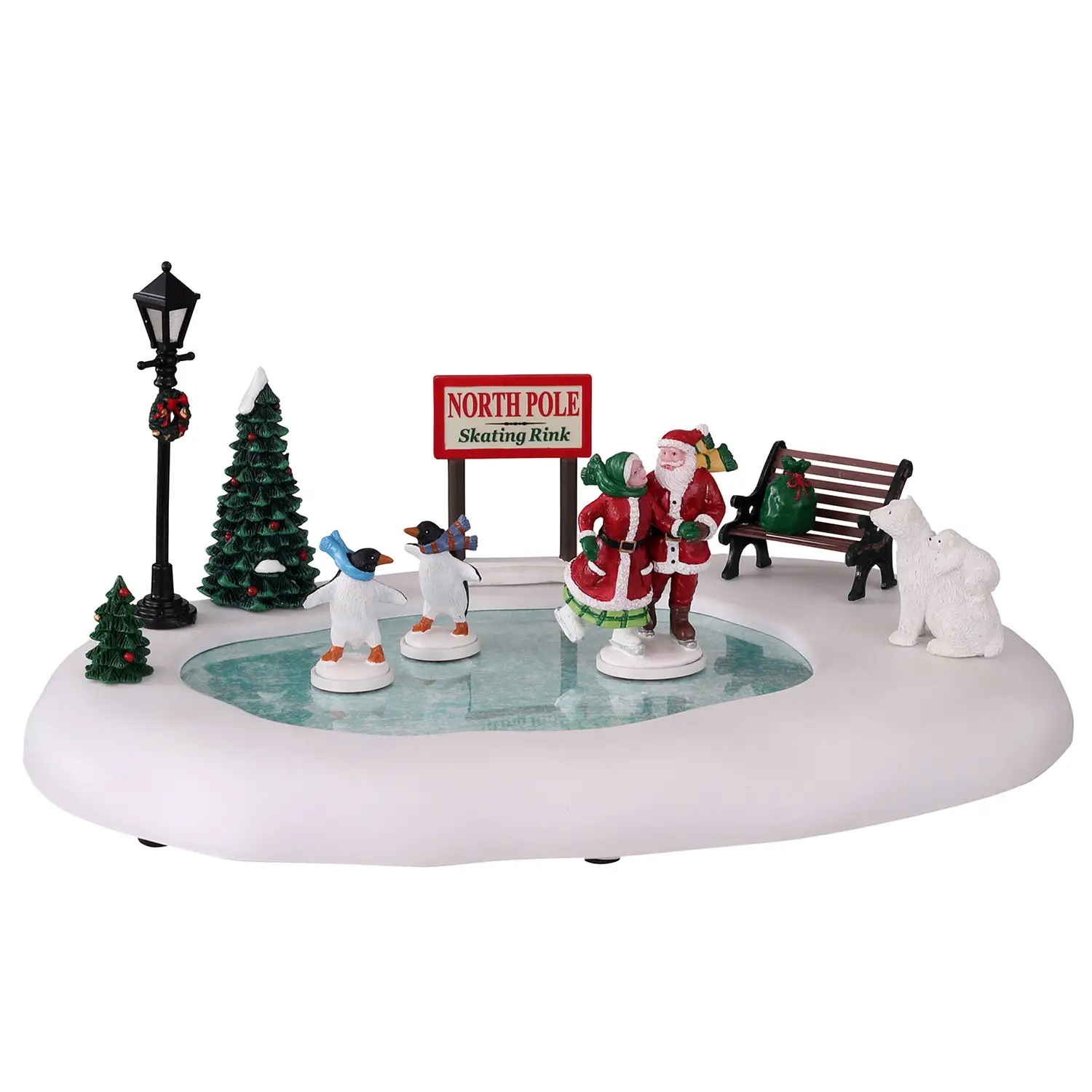 Lemax North Pole Skating Rink 14837 – Pista di Pattinaggio Animata con Babbo Natale - scene e villaggi