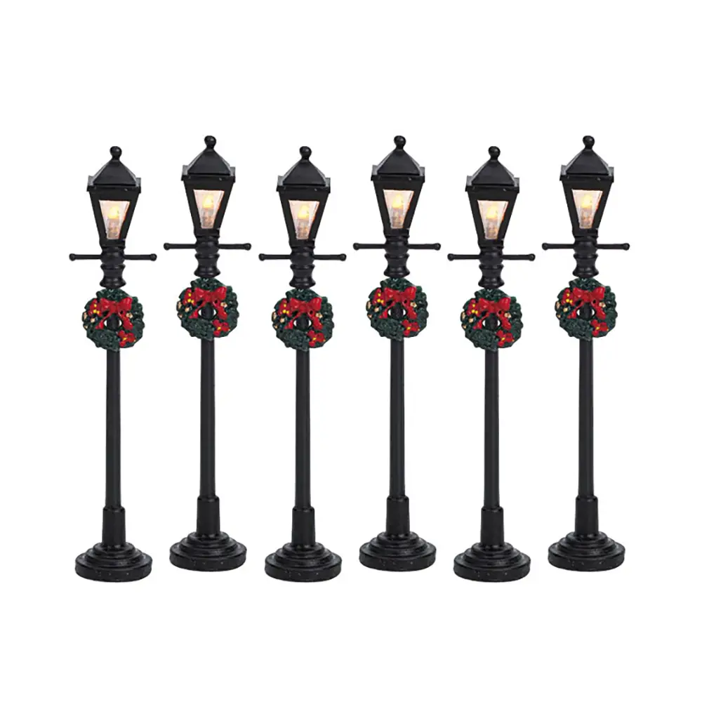 Lemax Gas Lantern Street Lamp 64499 – Set 6 Lampioni Stradali Luminosi - scene e villaggi