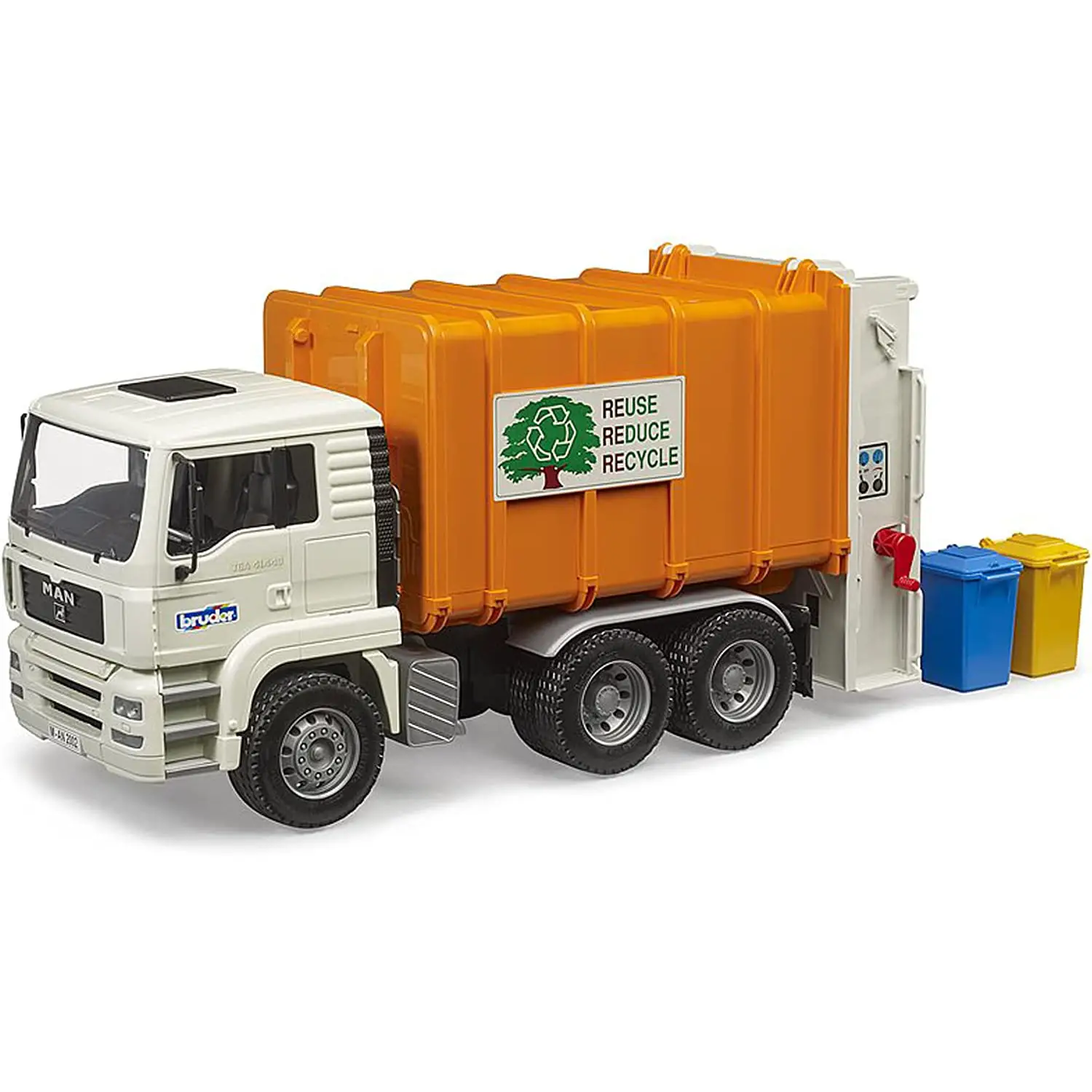 Bruder Camion Man TGA Trasporto Rifiuti Arancione – Giocattolo Realistico - modellini